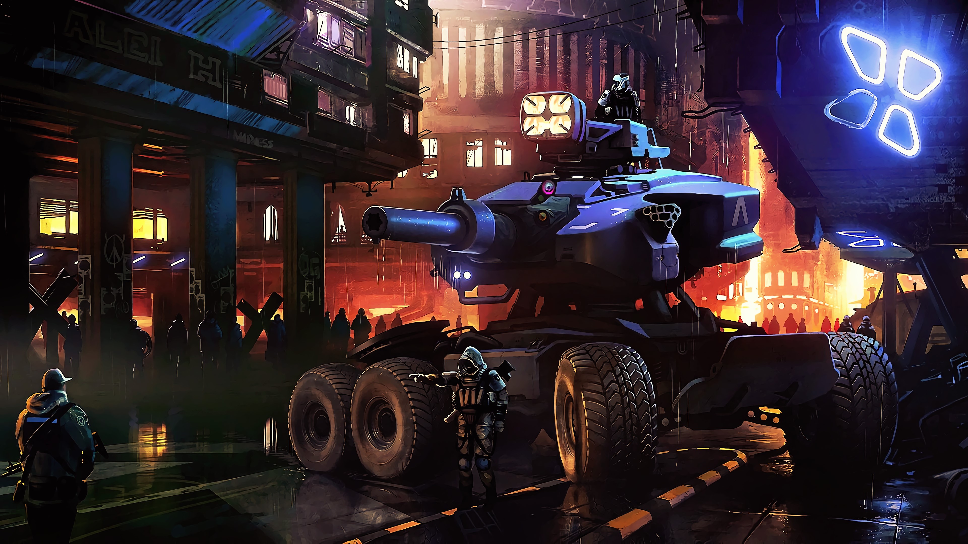 science fiction, digital art, concept art, artwork, futuristic, fantasy art, fan art, 3D, CGI, cyberpunk, cyber, cityscape, soldier, dark, HD Wallpaper