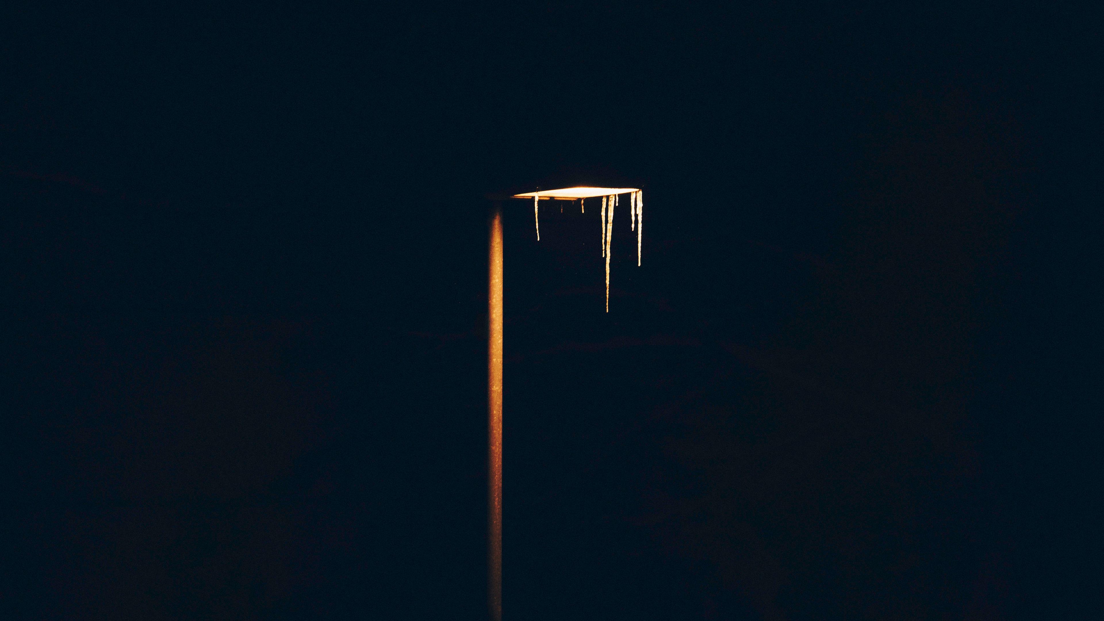 lantern, pillar, dark, lighting, 4k, HD Wallpaper