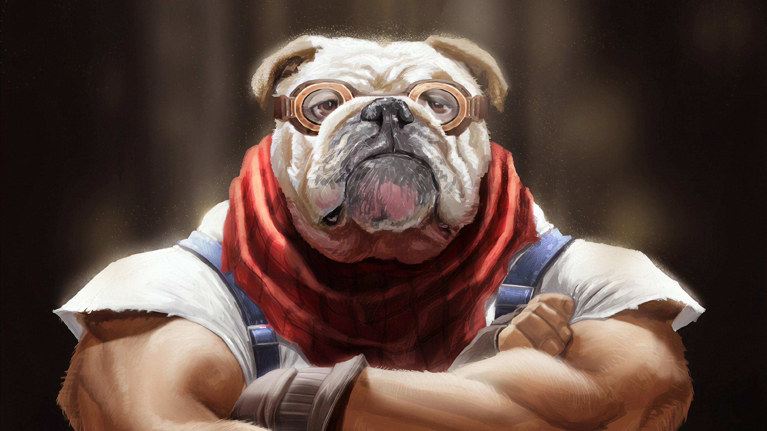 digital, digital art, artwork, illustration, drawing, digital painting, painting, environment, animals, dog, pug, muscles, portrait, lights, concept art, HD Wallpaper