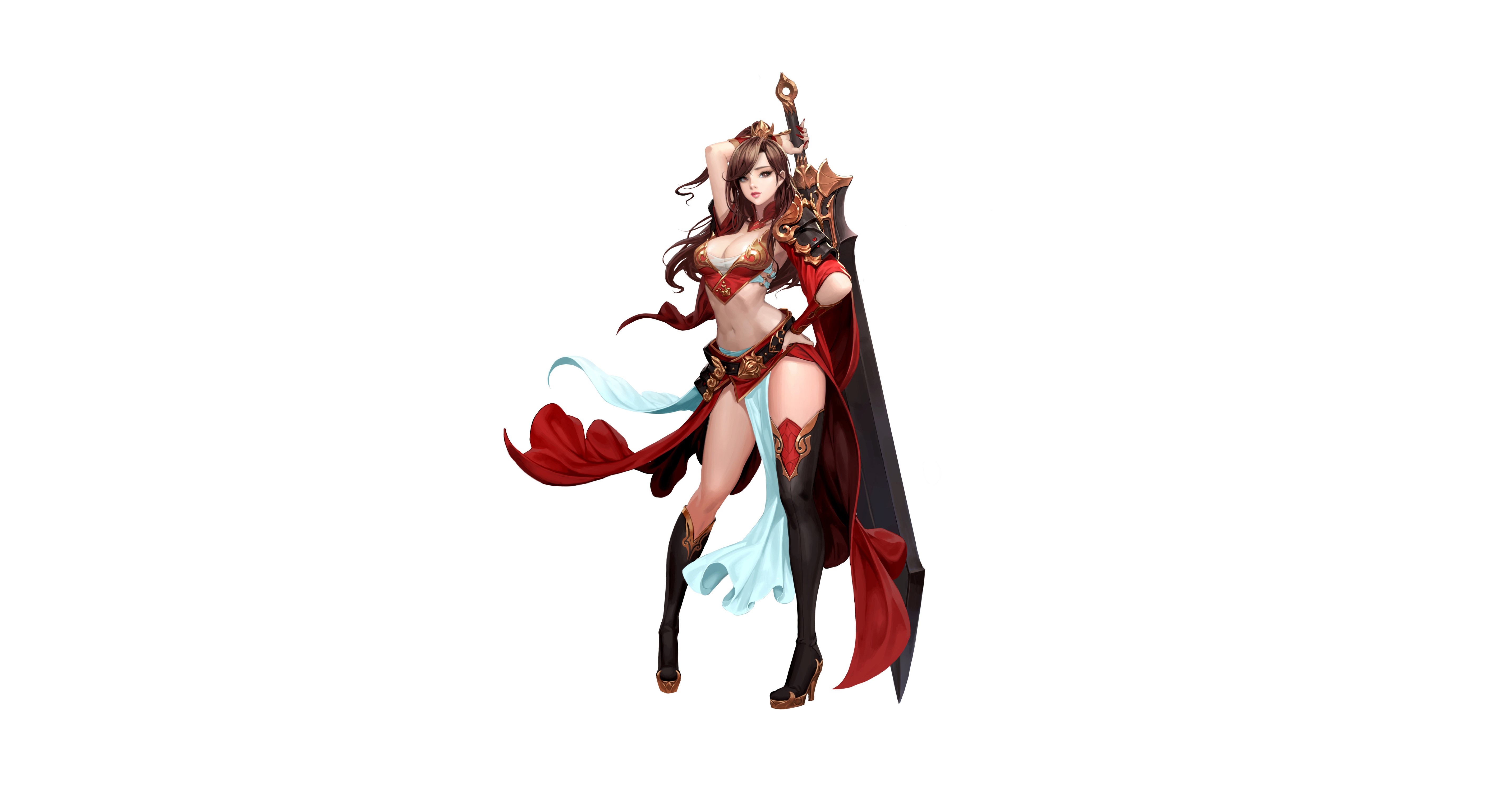 fantasy art, fantasy girl, white background, HD Wallpaper