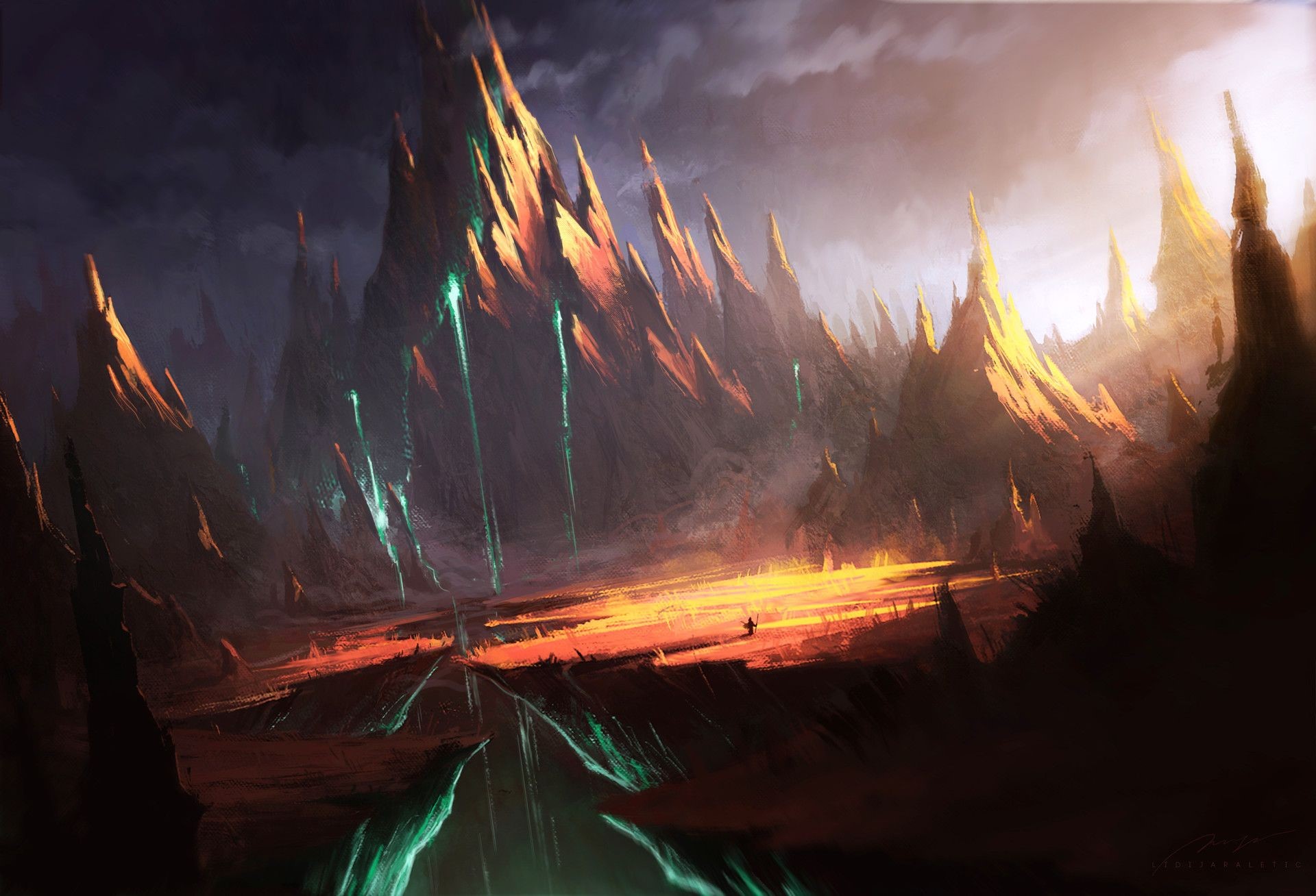 artwork, fantasy art, mountains, Magic: The Gathering, HD Wallpaper