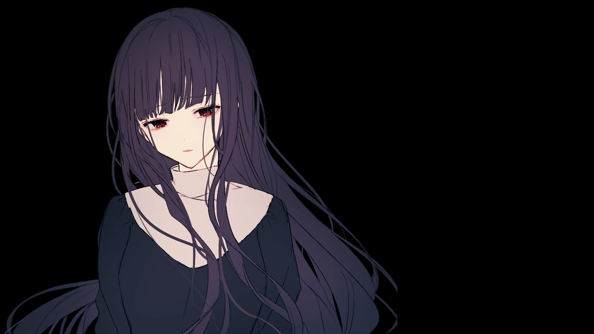 anime, anime girls, black background, HD Wallpaper