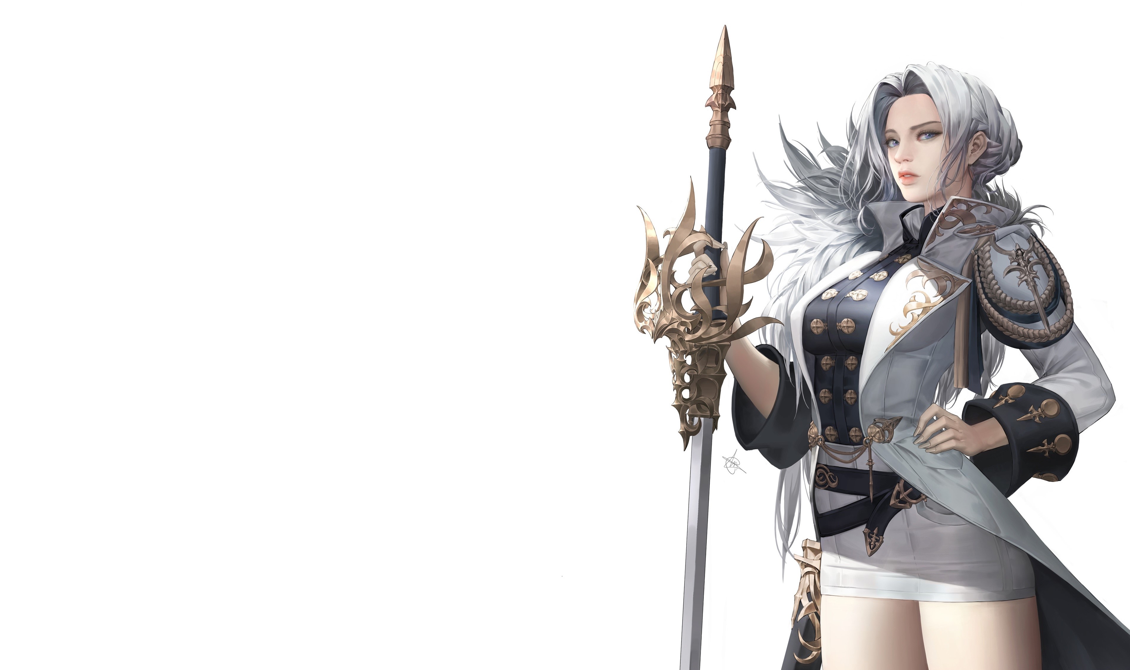 fantasy art, fantasy girl, simple background, white background, HD Wallpaper