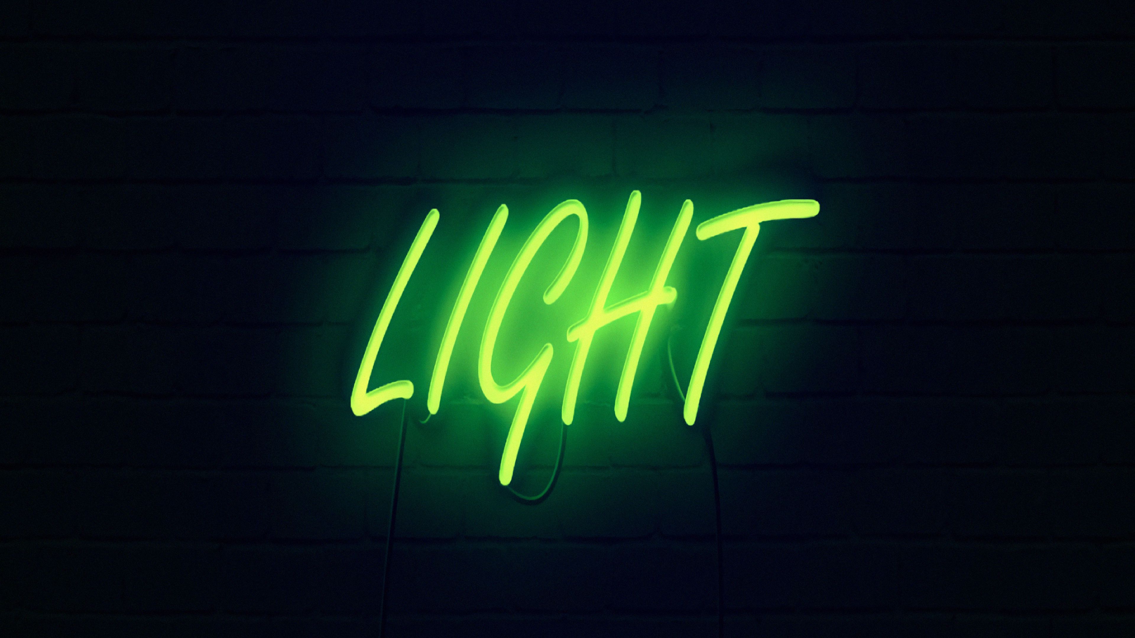 light, neon, inscription, dark, yellow, 4k, HD Wallpaper