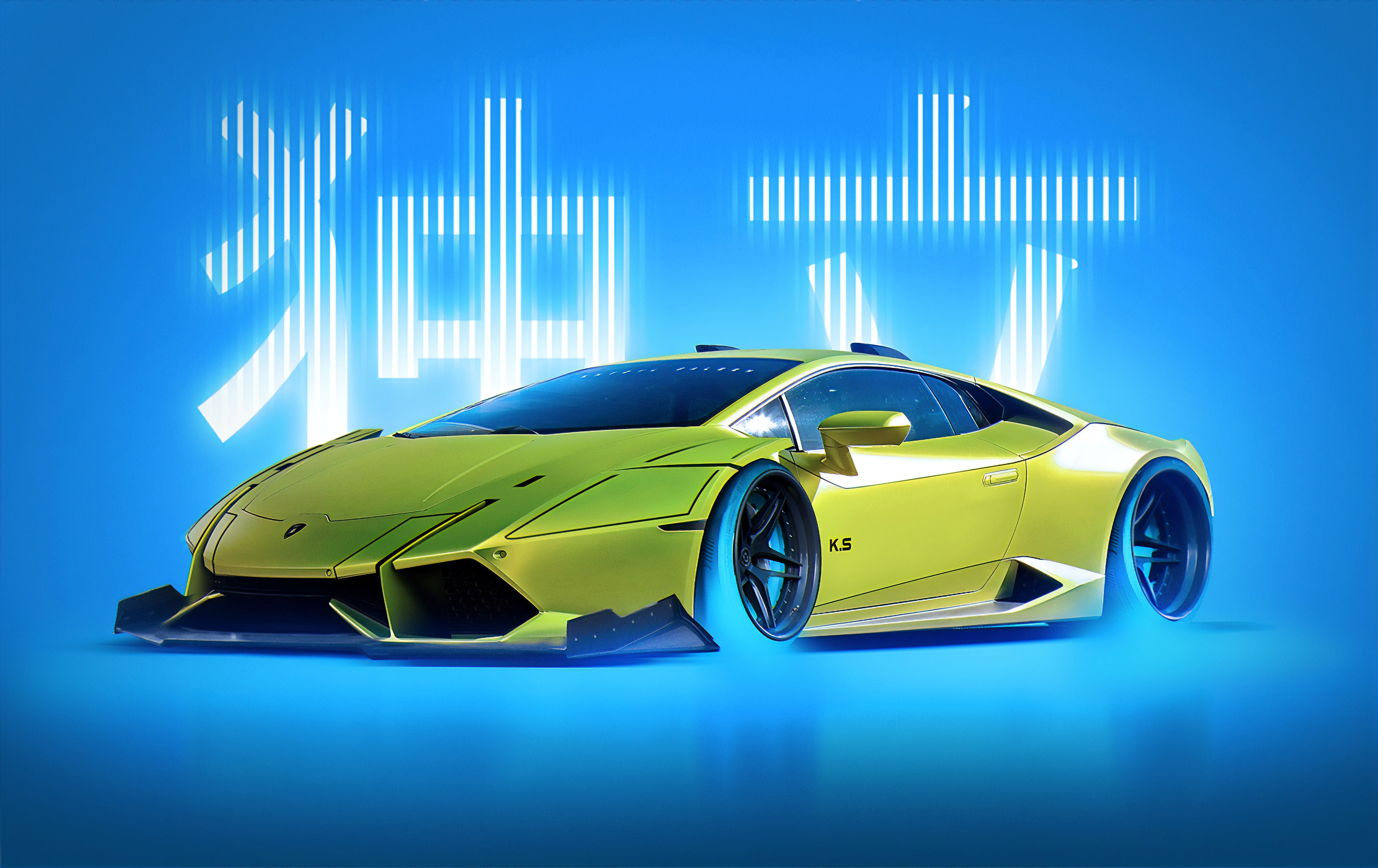 Khyzyl Saleem, car, render, blue, cyan, HD Wallpaper