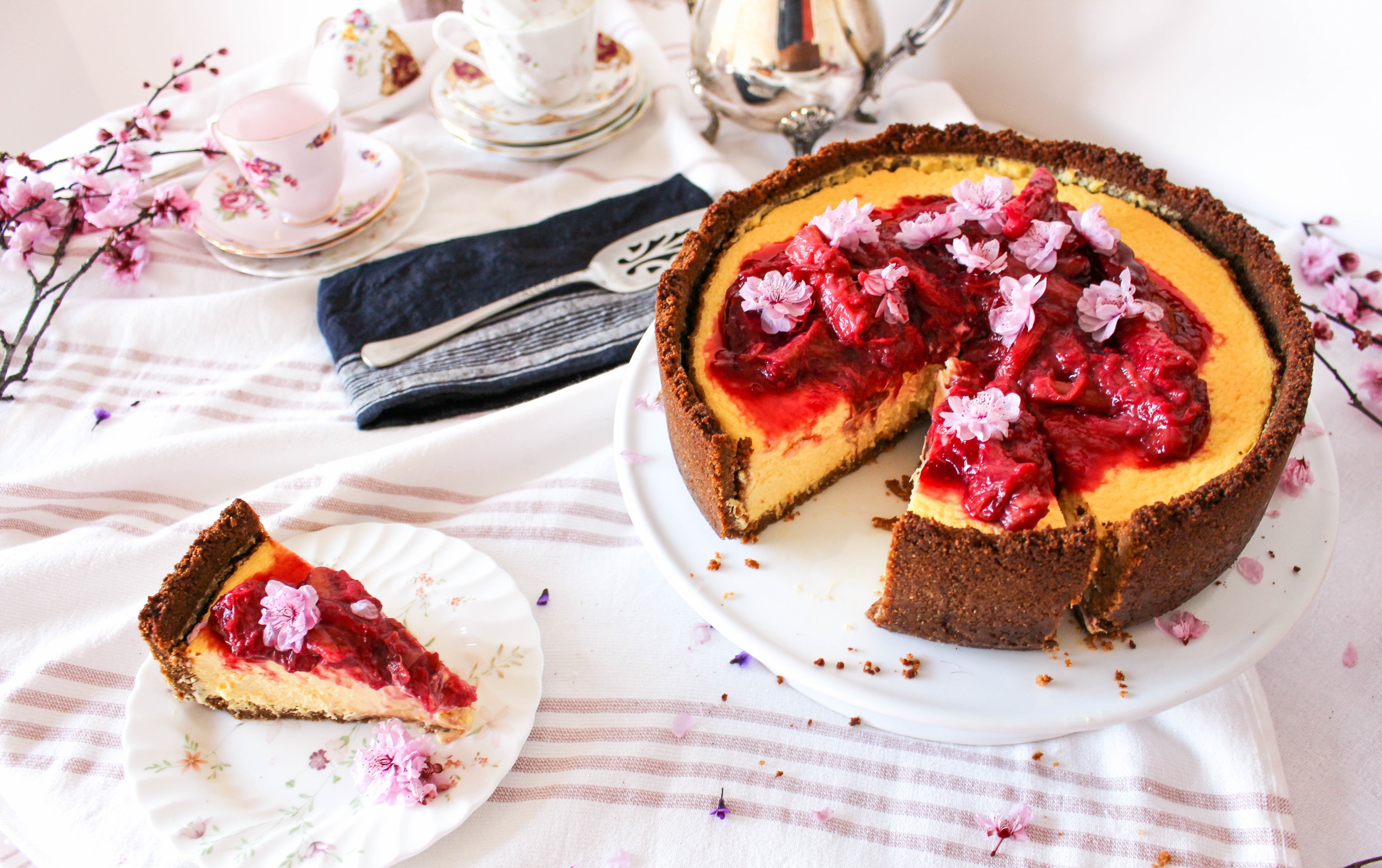 sweets, food, cake, Cheesecake, flowers, HD Wallpaper
