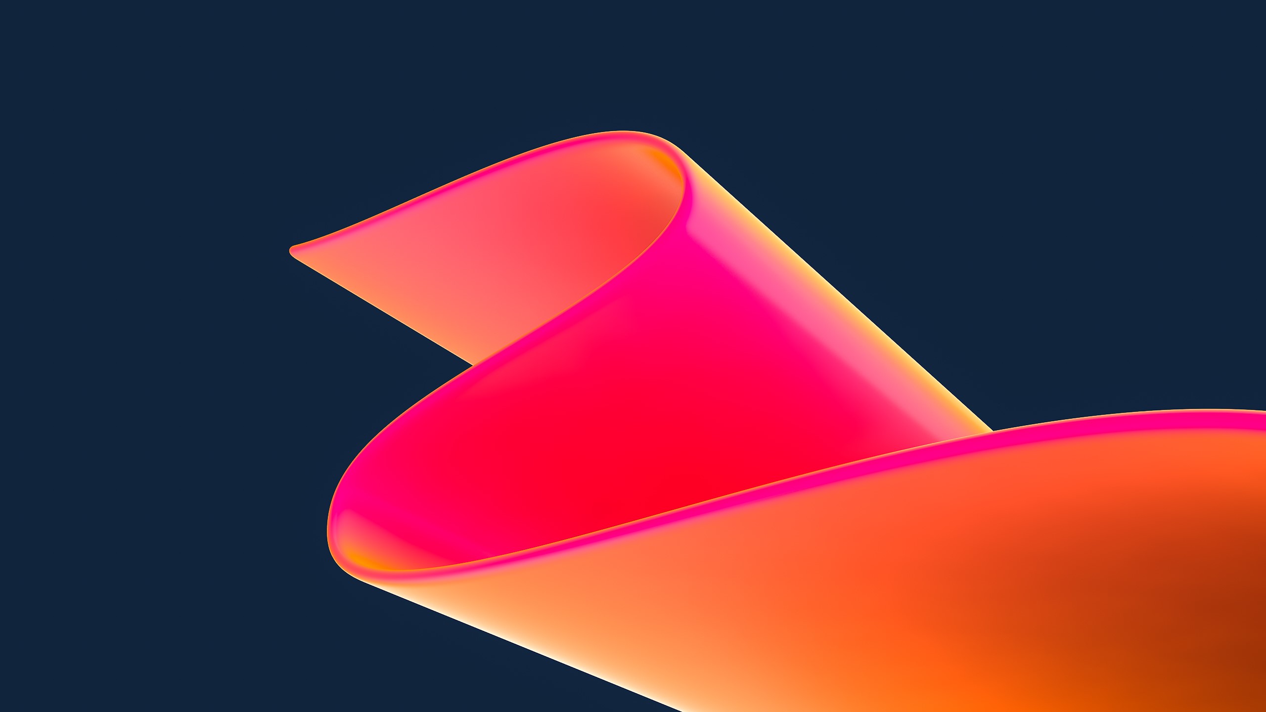 3D graphics, neon, simple background, blue background, abstract, digital art, orange, HD Wallpaper