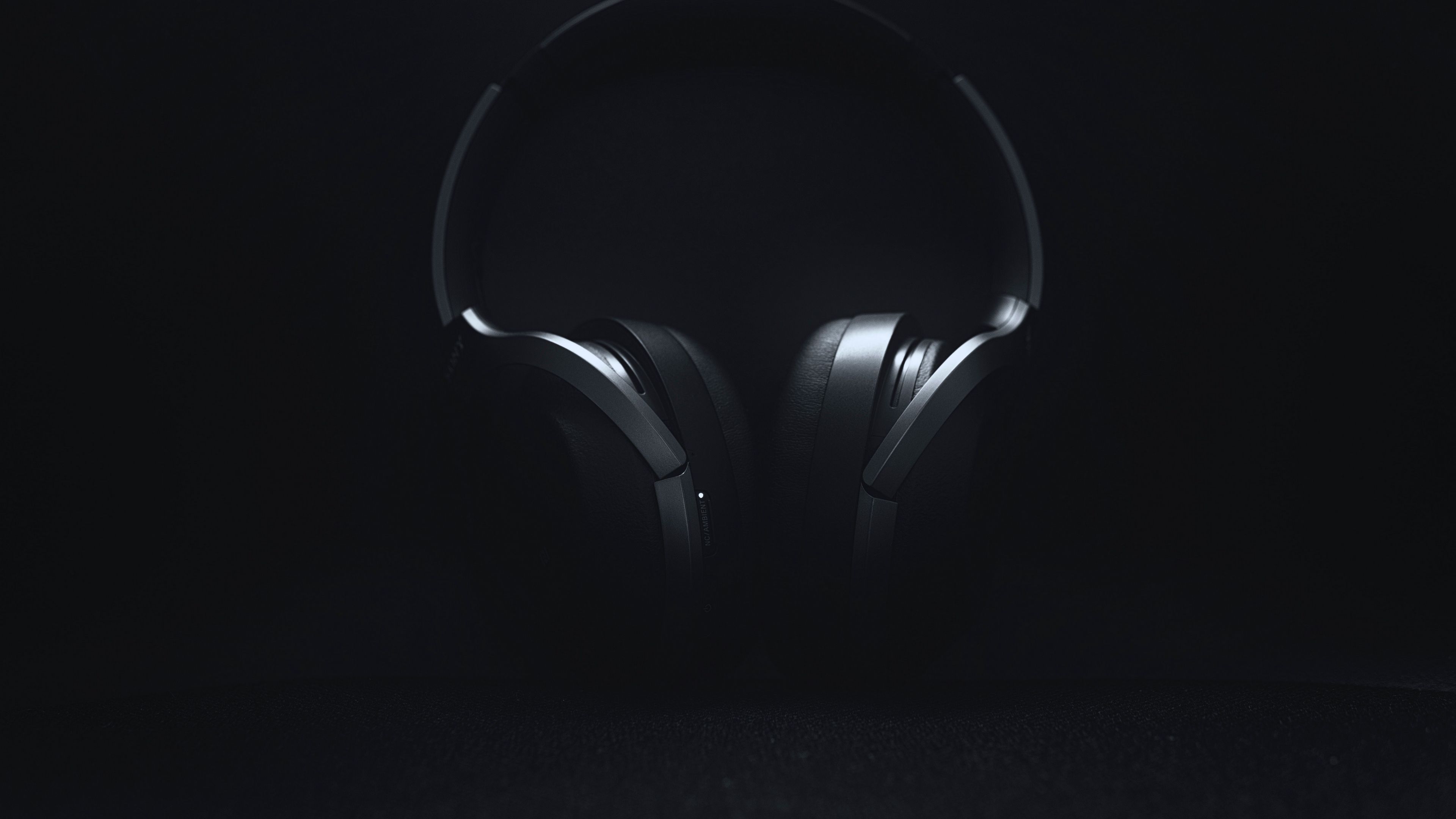 headphones, audio, black, minimalism, gray, 4k, HD Wallpaper