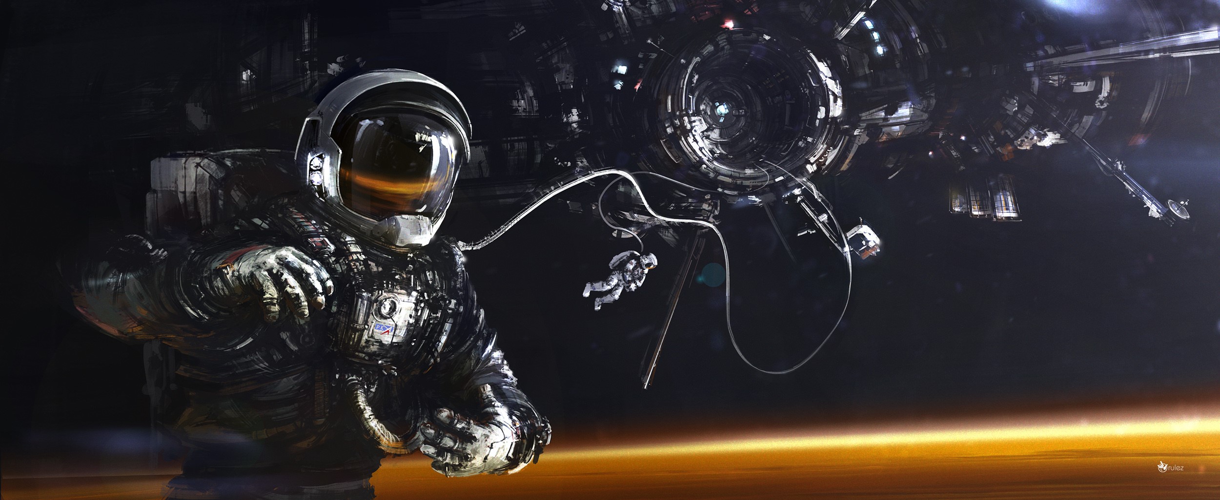 astronaut, space, spaceship, HD Wallpaper