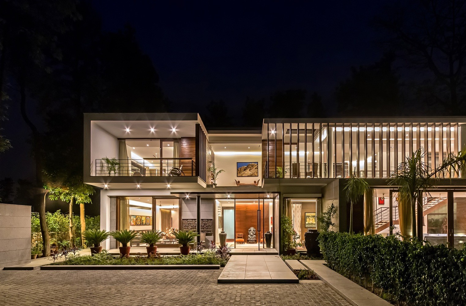 house, modern, architecture, lights, HD Wallpaper