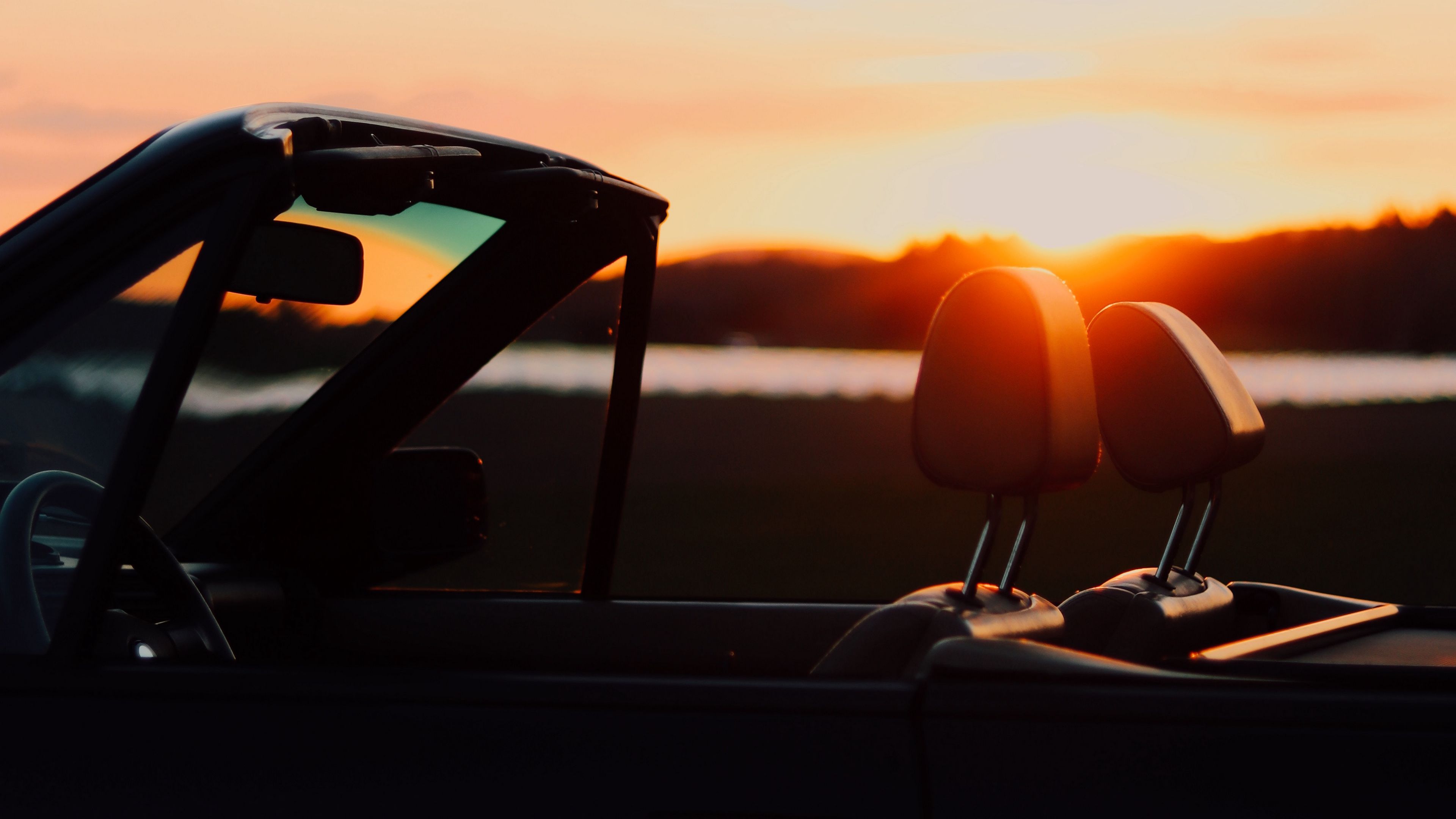 convertible, sunset, car, 4k, HD Wallpaper