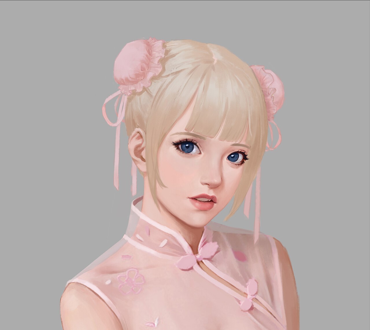 artwork, simple background, L.tt.ing l, fantasy girl, blond hair, HD Wallpaper