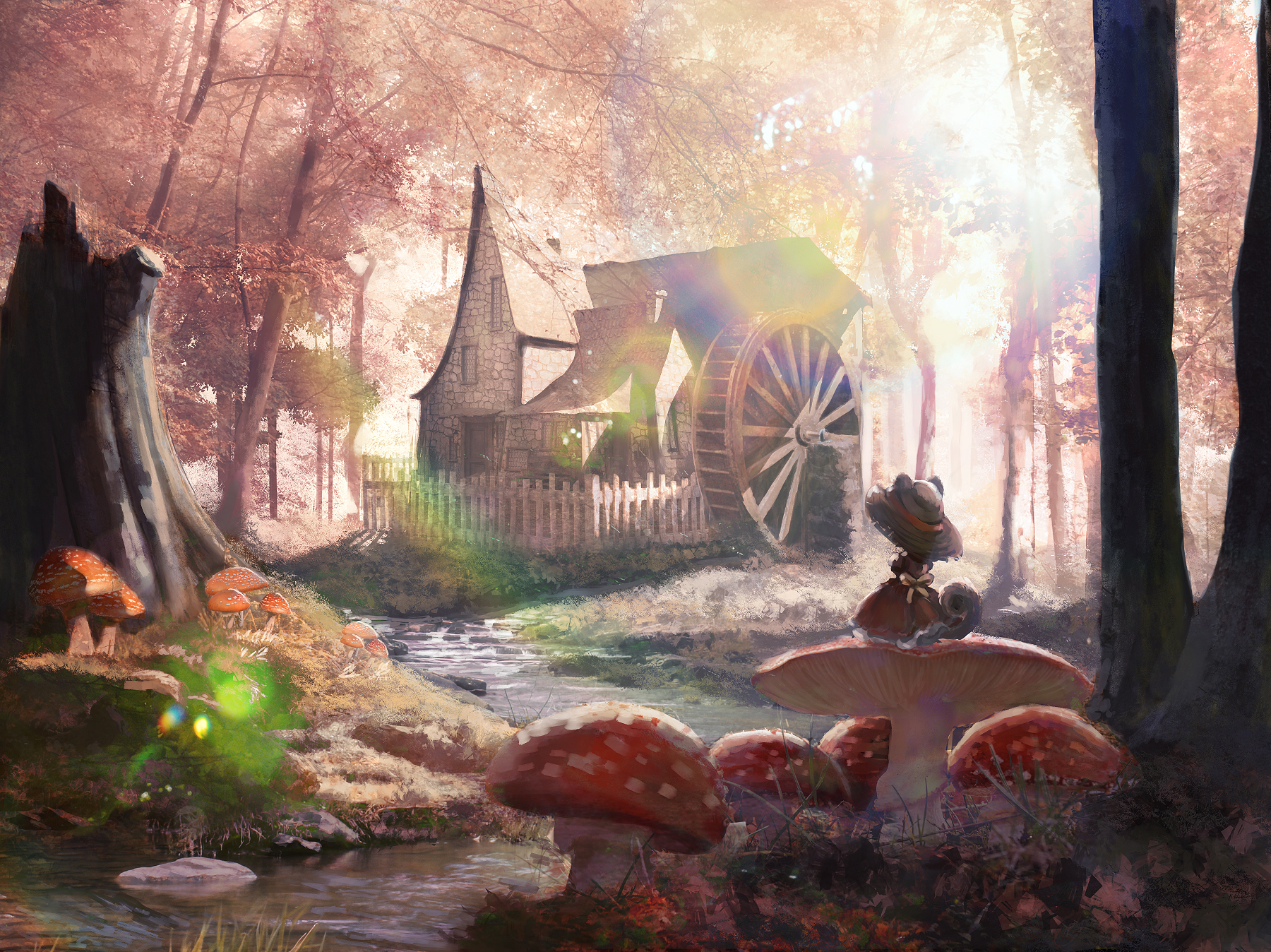 forest, house, anime, HD Wallpaper