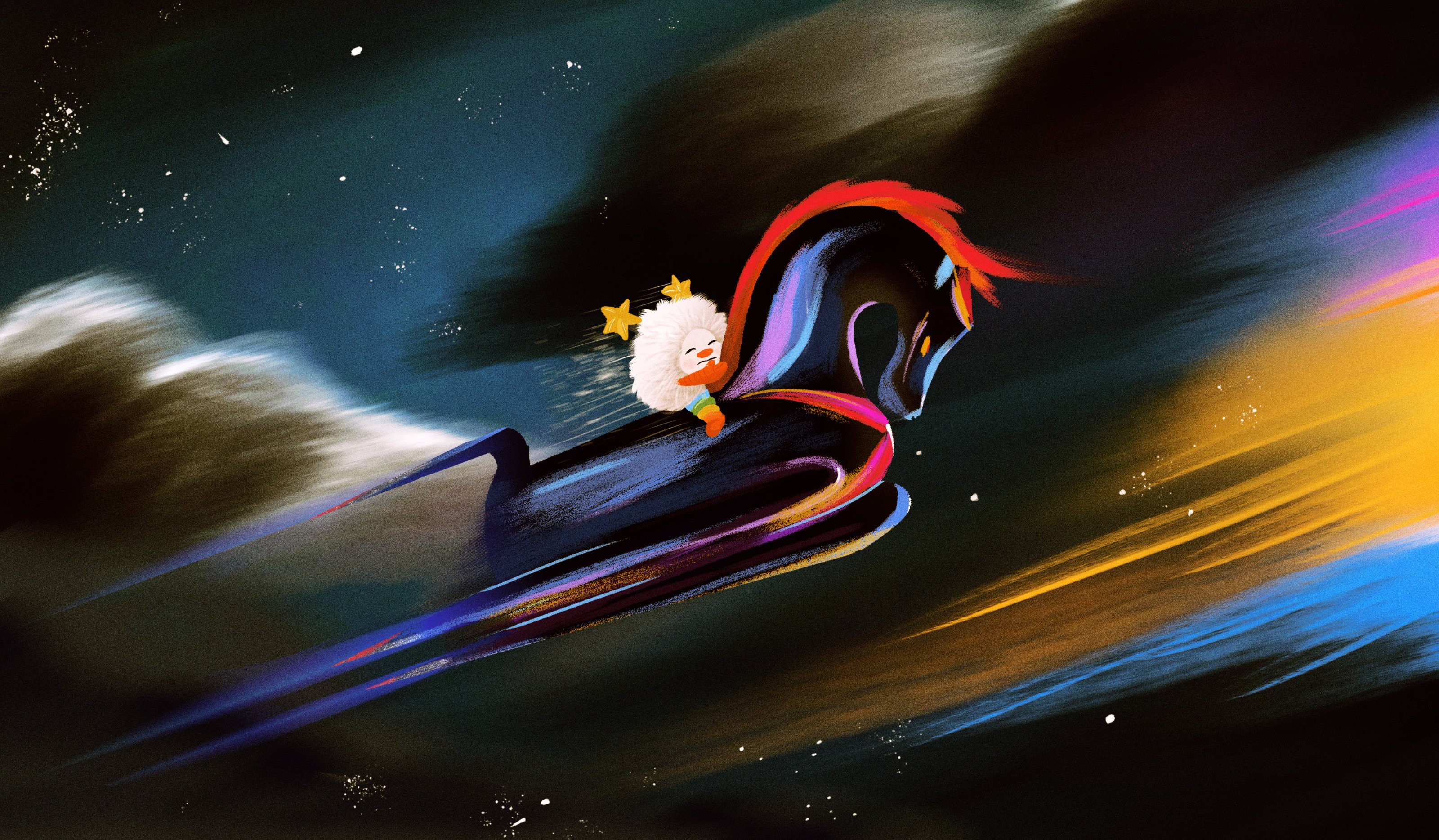 Rainbow Brite, space, artwork, HD Wallpaper
