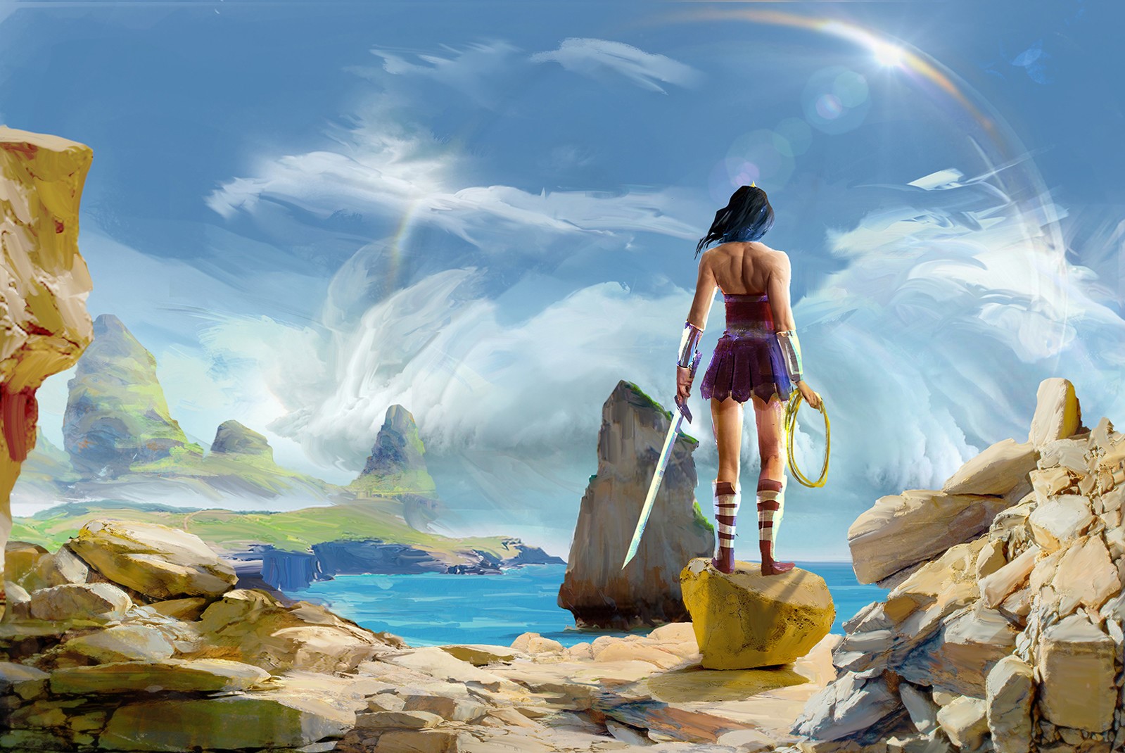 Jason Mejia, Wonder Woman, fictional character, fictional characters, artwork, fantasy art, women, sword, DC Comics, superheroines, HD Wallpaper