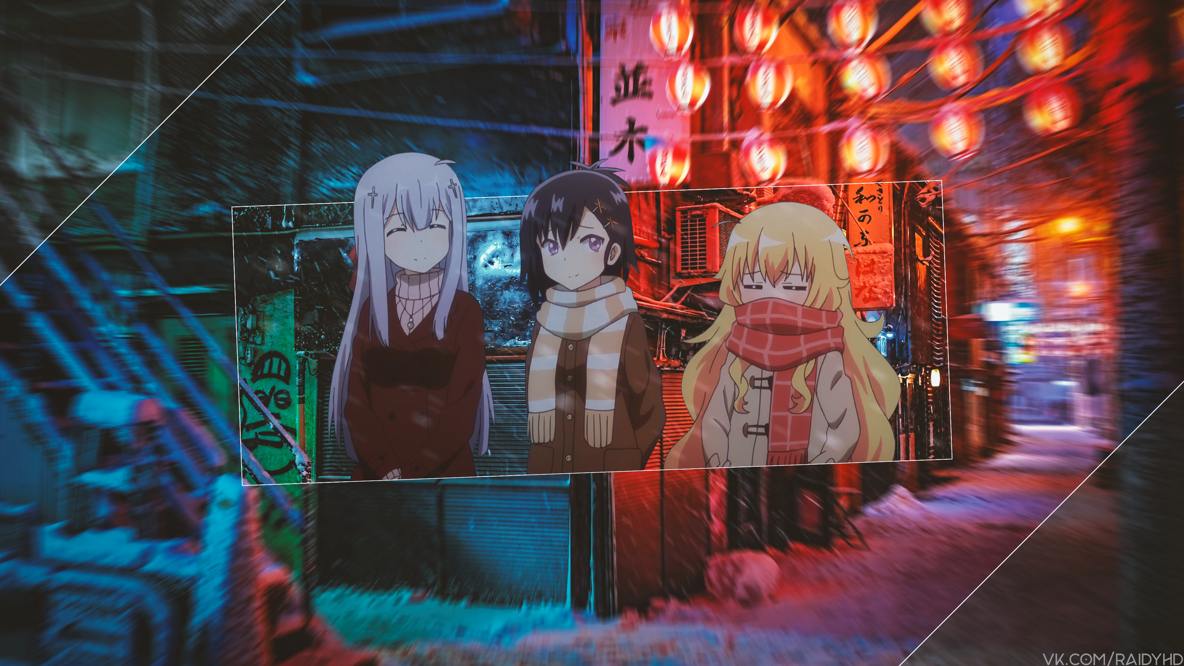 anime, anime girls, picture-in-picture, HD Wallpaper