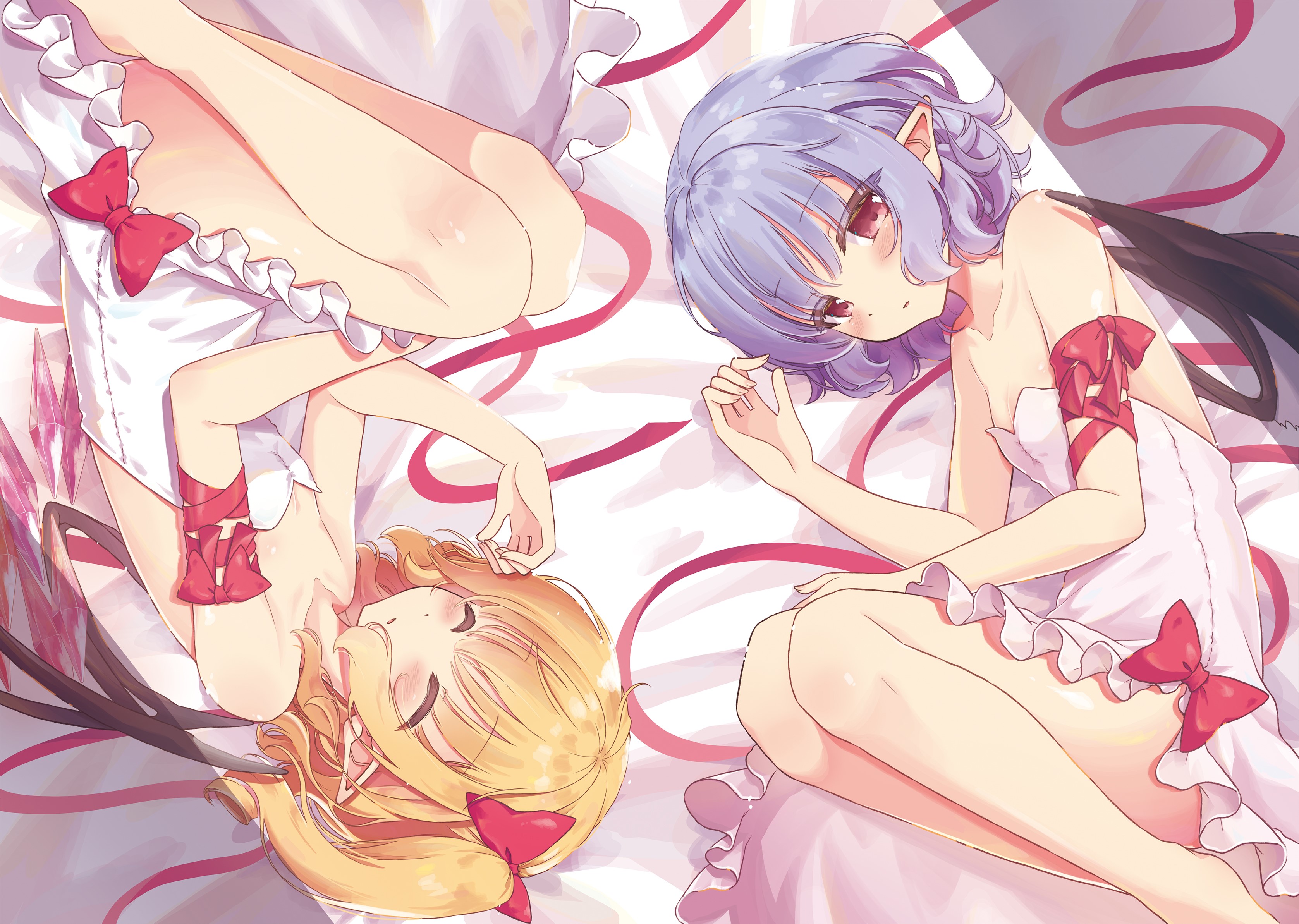 anime, anime girls, digital art, artwork, portrait, Touhou, Remilia Scarlet, Flandre Scarlet, HD Wallpaper