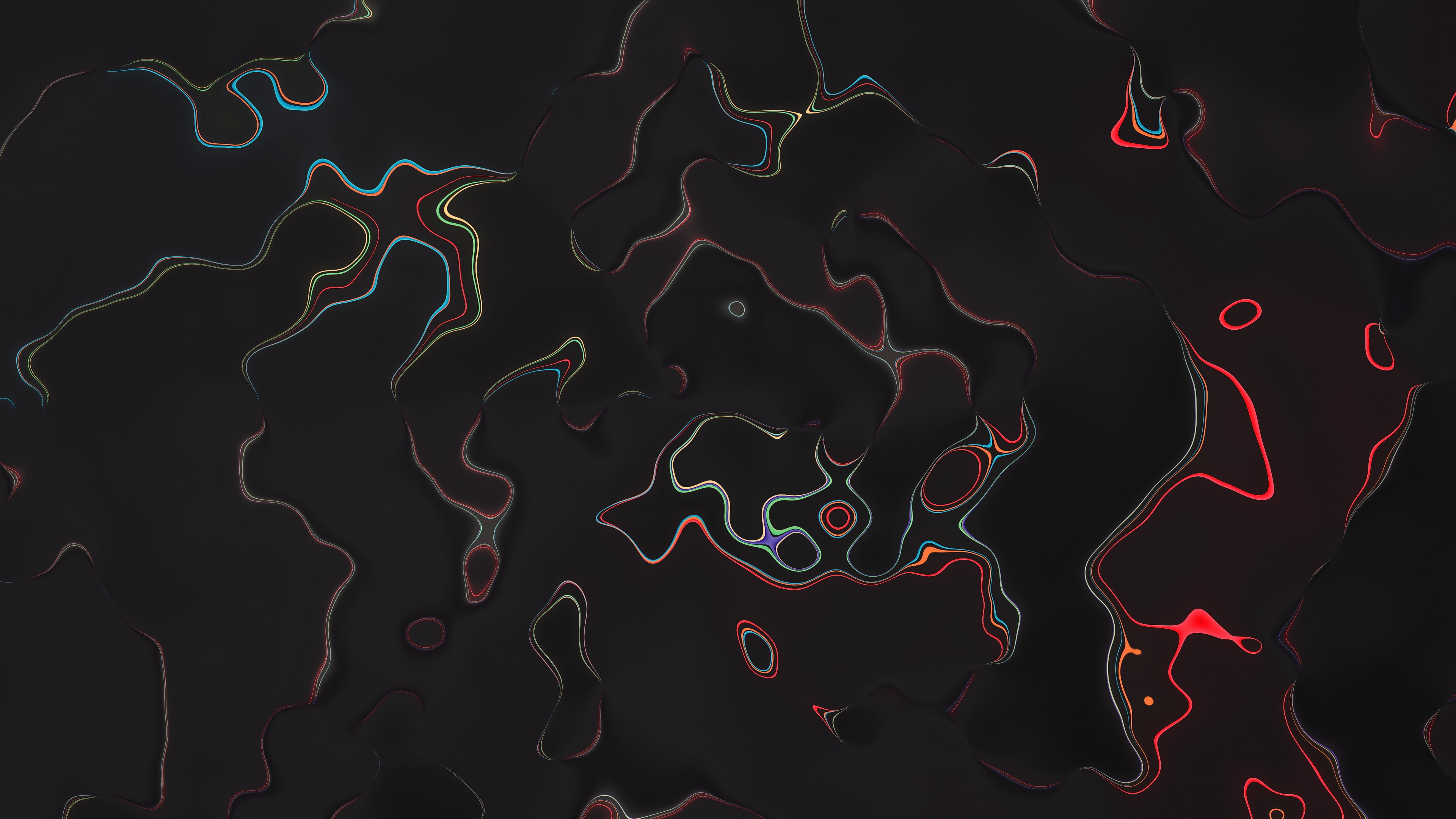 abstract, neon, dark background, red, HD Wallpaper