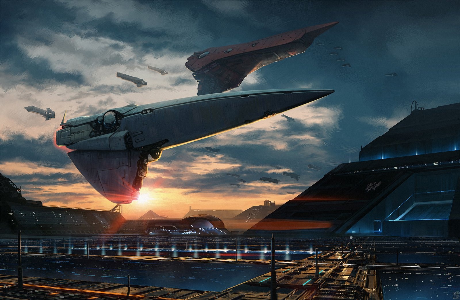 artwork, digital art, science fiction, futuristic, spaceship, HD Wallpaper