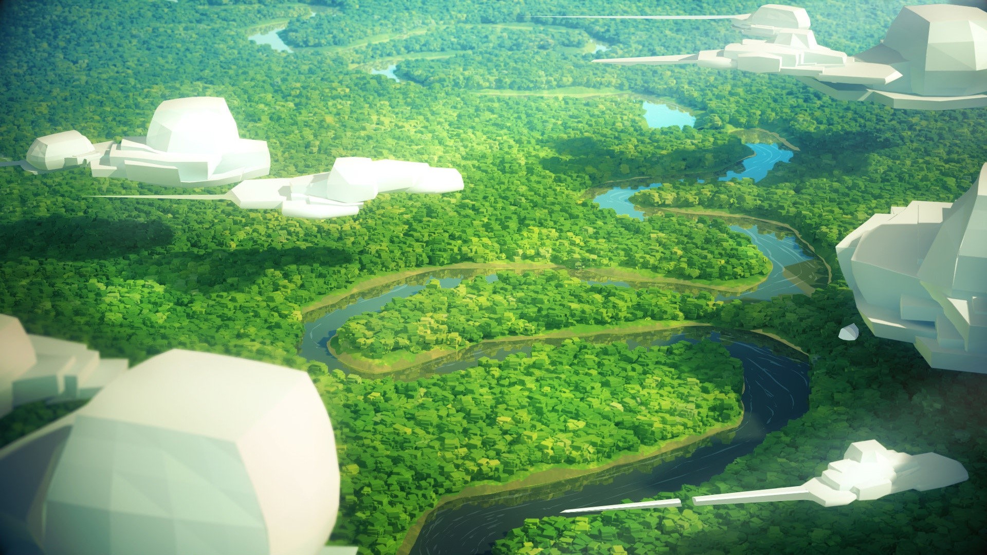 digital art, river, landscape, artwork, HD Wallpaper