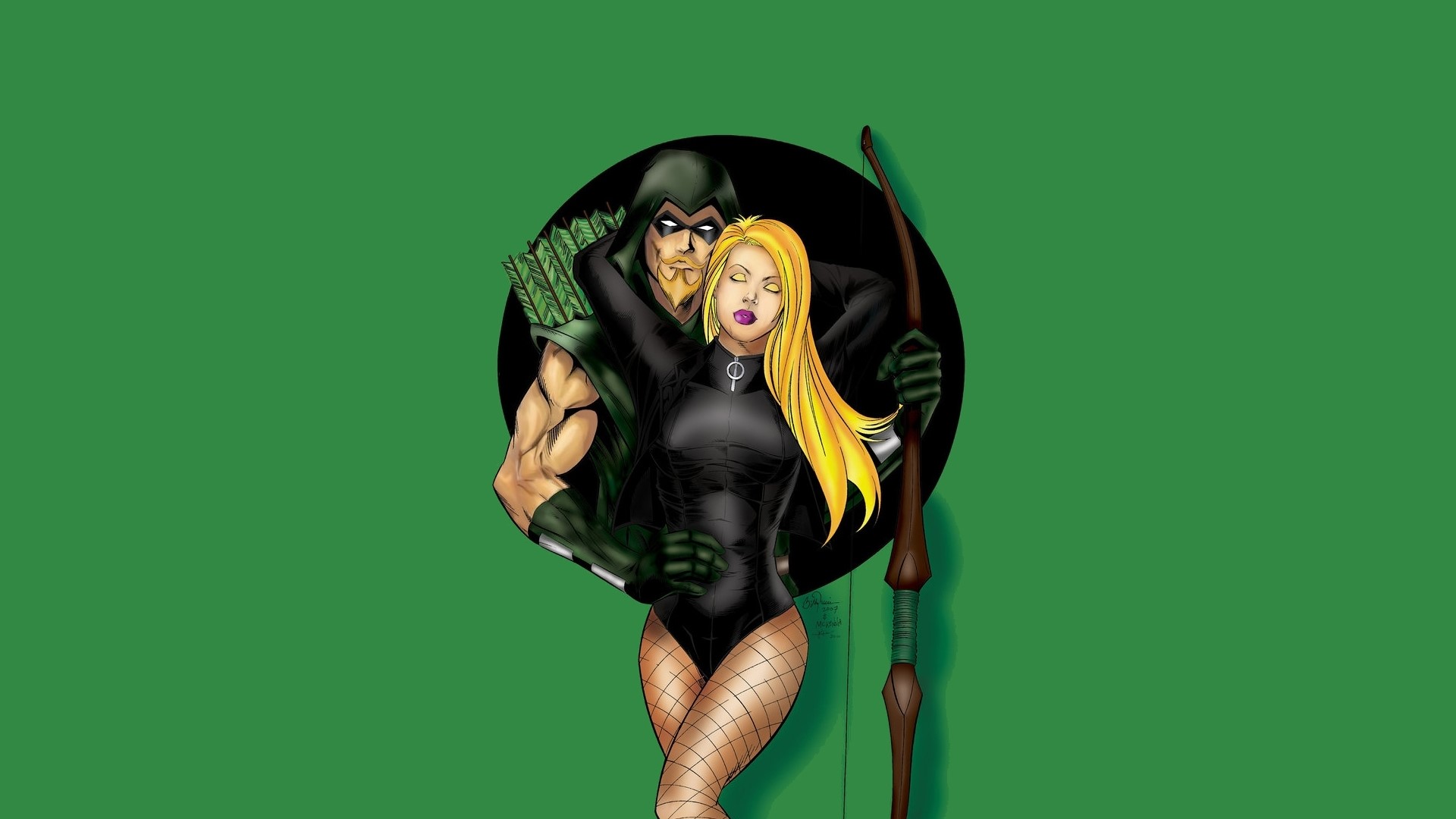Black Canary, Green Arrow, illustration, comics, DC Comics, green, HD Wallpaper