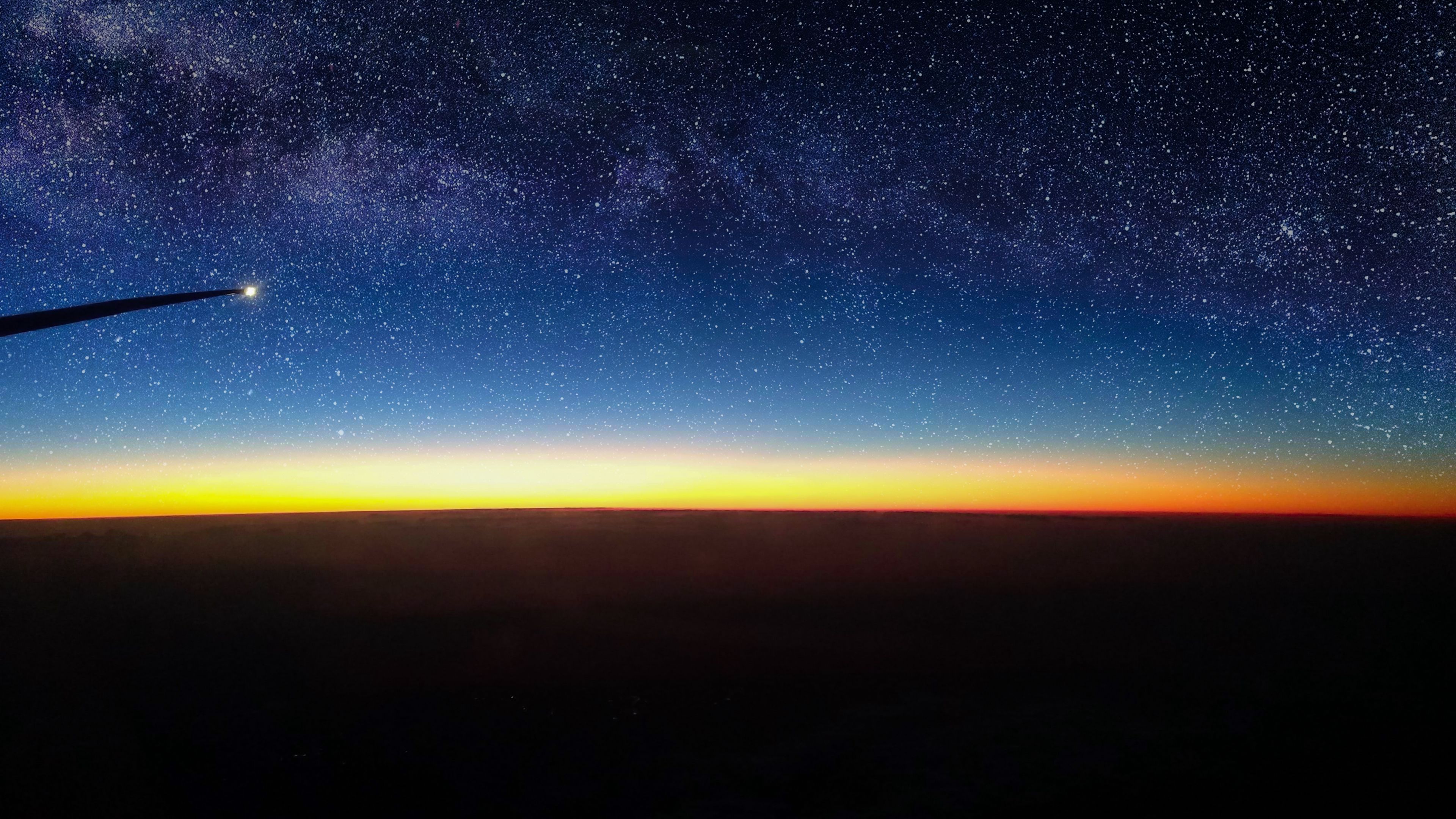 starry sky, horizon, stars, shine, flight, 4k, HD Wallpaper