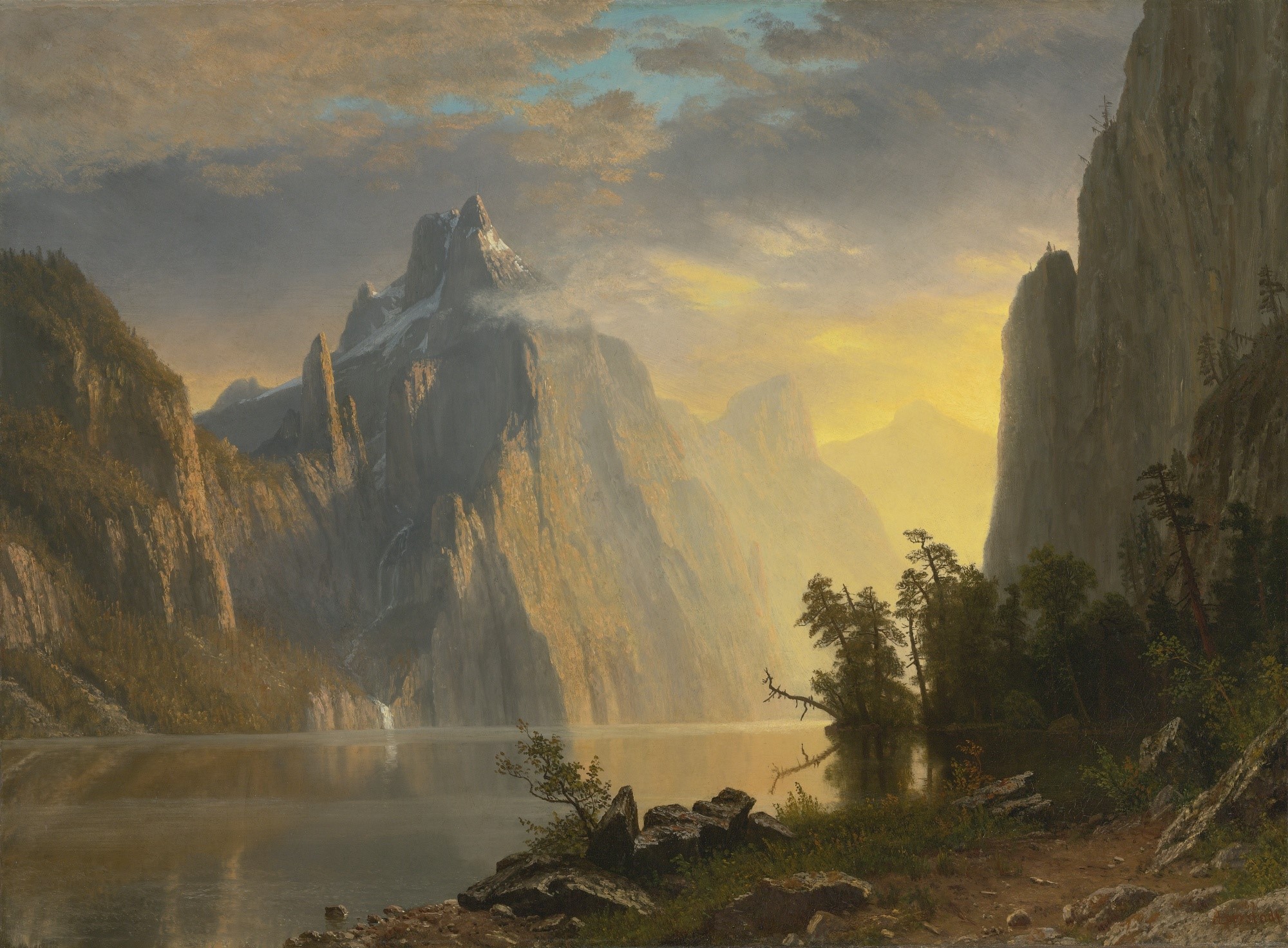 Albert Bierstadt, Lake in the Sierra Nevada, classical art, classic art, painting, HD Wallpaper