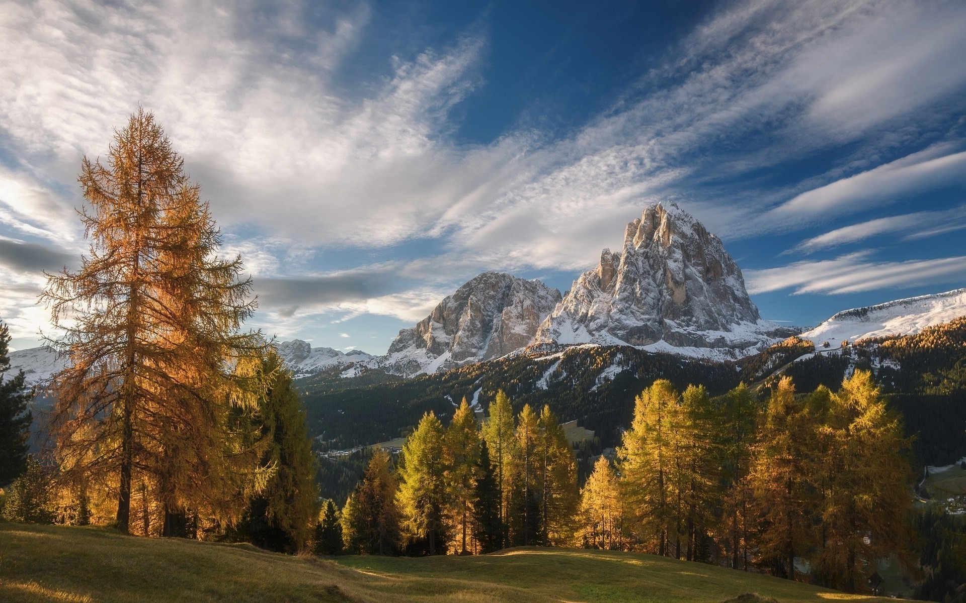 nature, mountains, trees, forest, snow, snowy mountain, clouds, landscape, HD Wallpaper