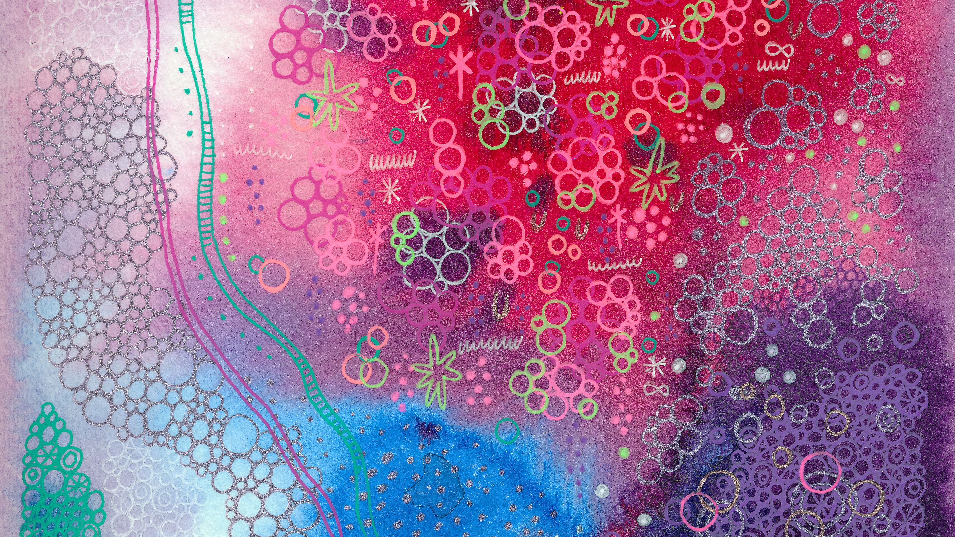 watercolor, patterns, lines, abstraction, colorful, chaotic, 4k, HD Wallpaper