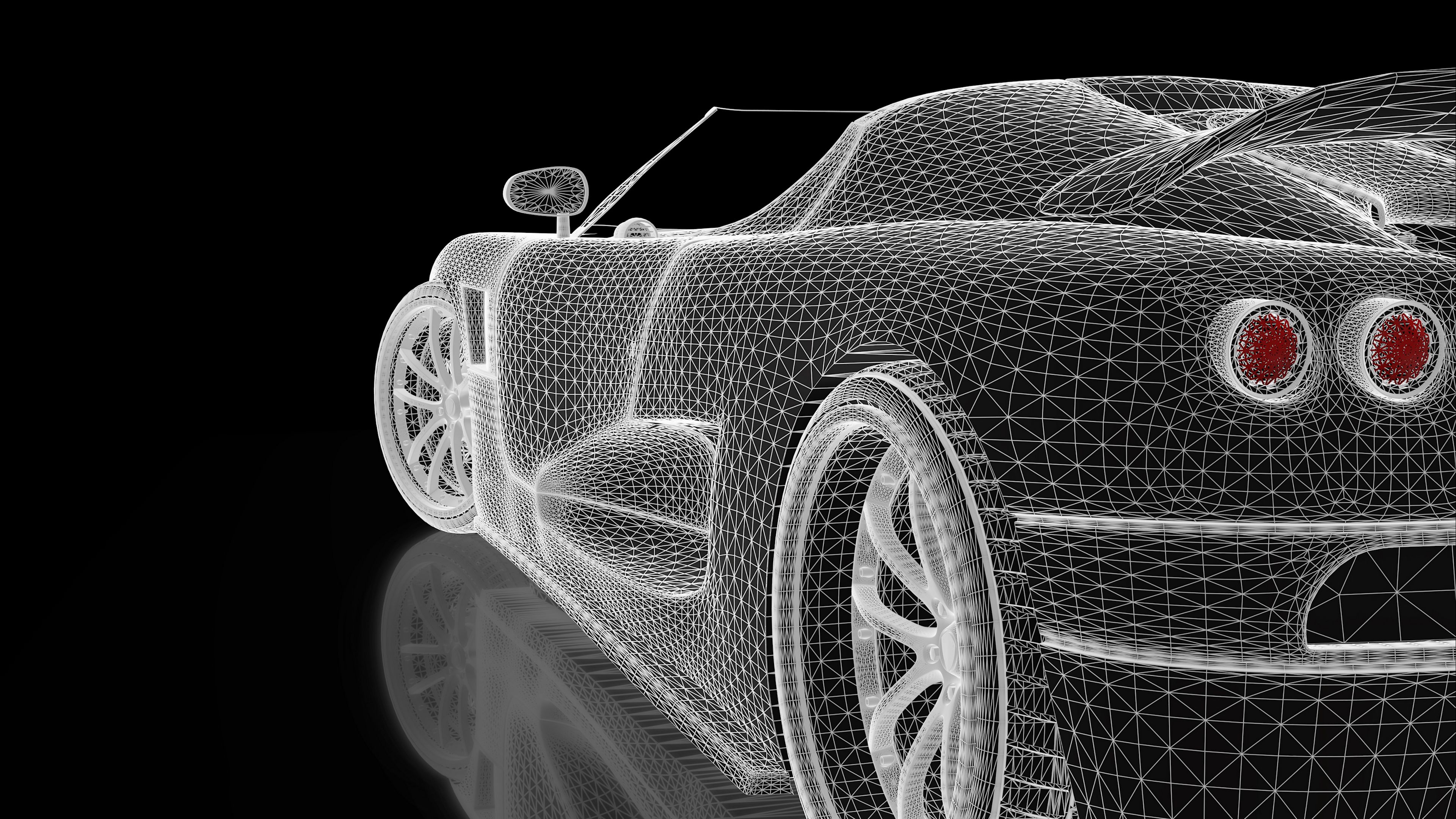 car, concept, three-dimensional, grid, 4k, HD Wallpaper