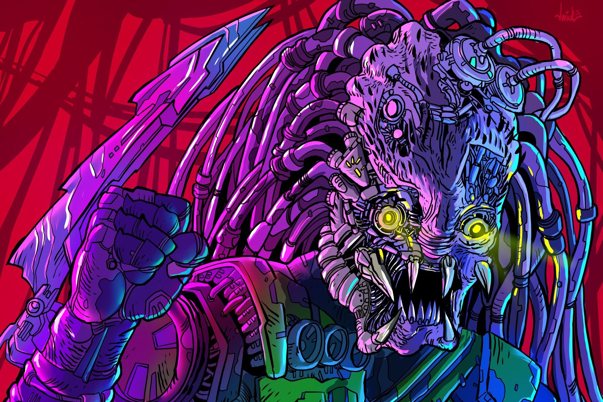 artwork, colorful, predator (creature), HD Wallpaper