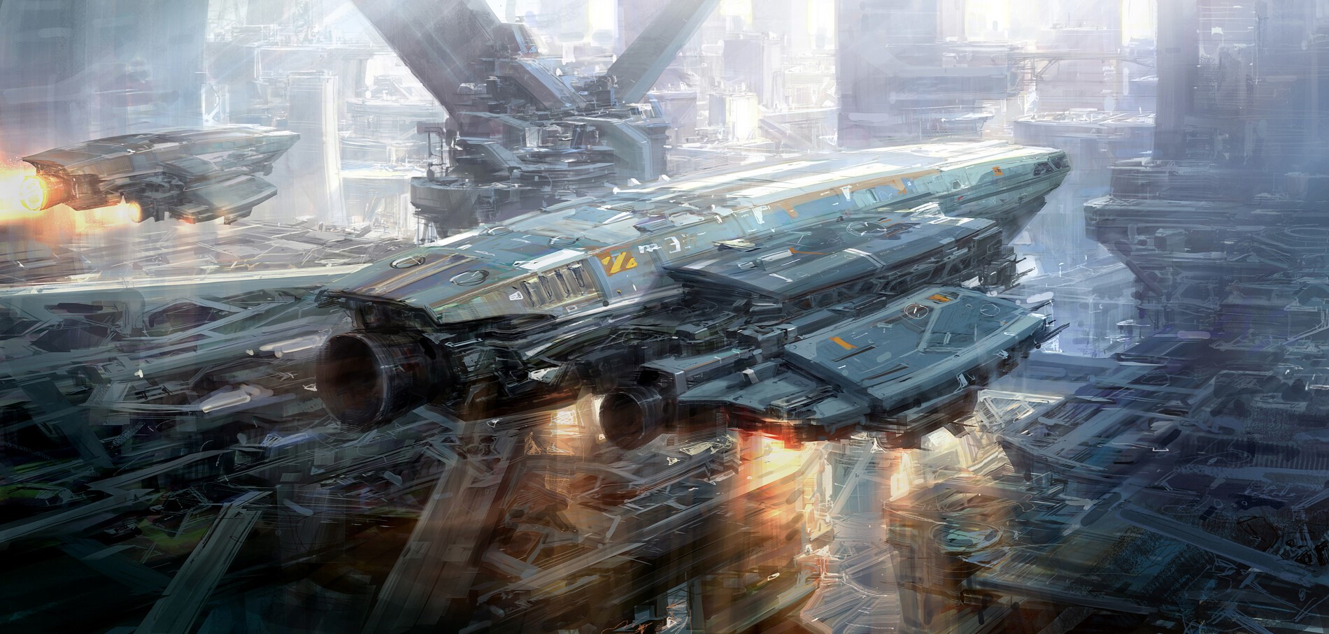 science fiction, artwork, vehicle, futuristic, HD Wallpaper