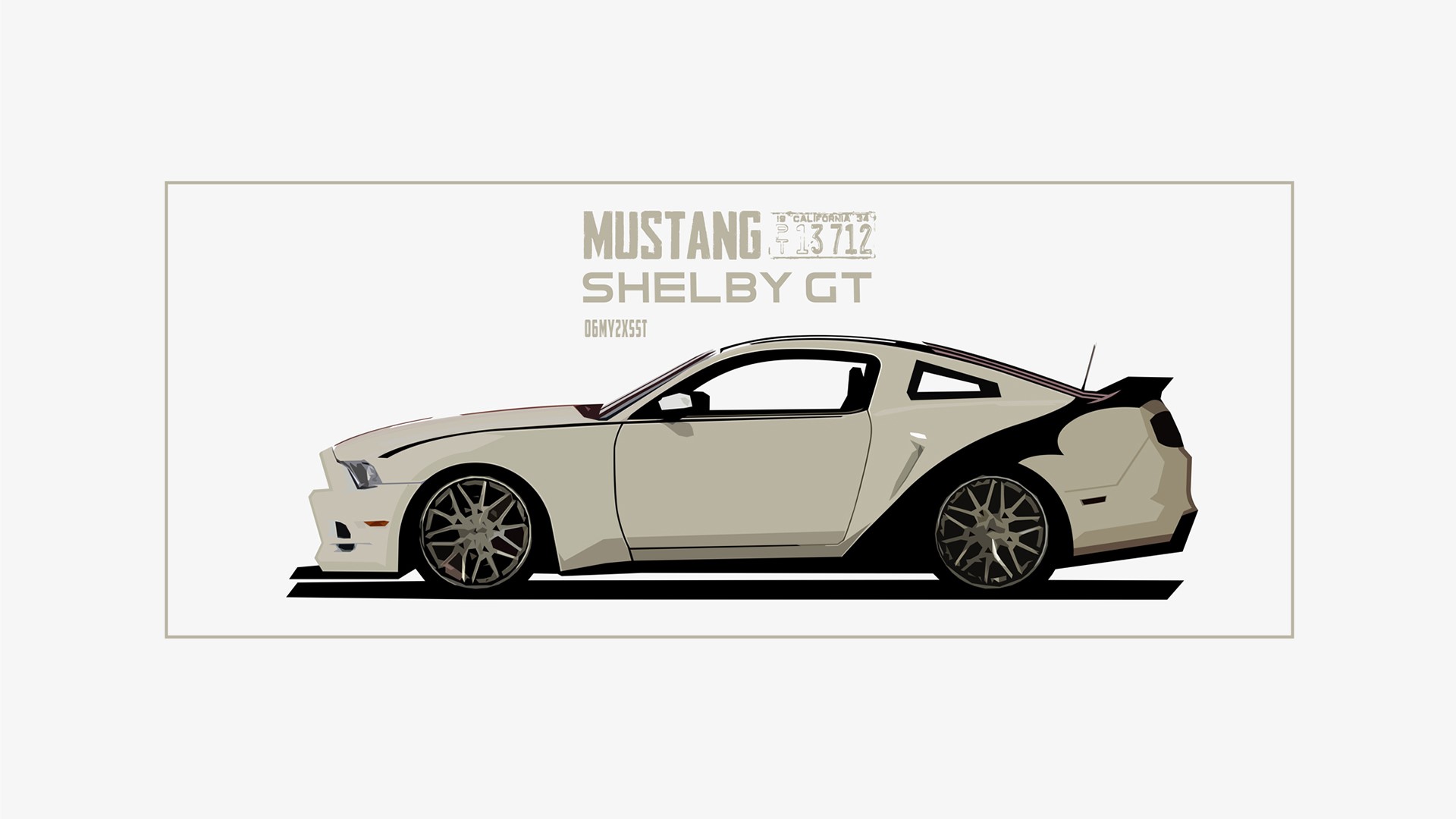 car, Mustang Shelby GT, vehicle, Mustang (Car), artwork, numbers, white background, HD Wallpaper