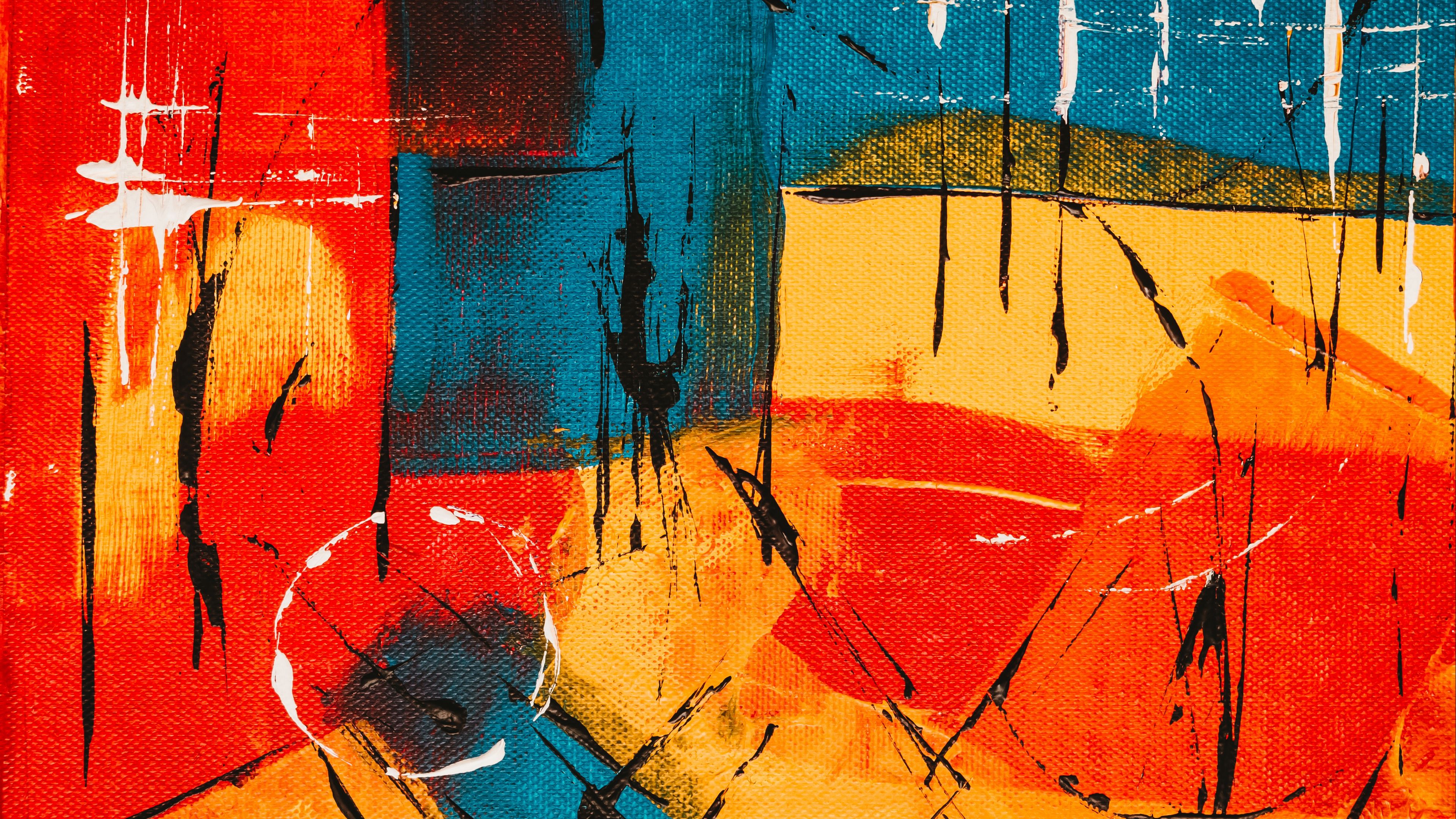 paint, lines, colorful, abstraction, circles, stripes, spots, 4k, HD Wallpaper