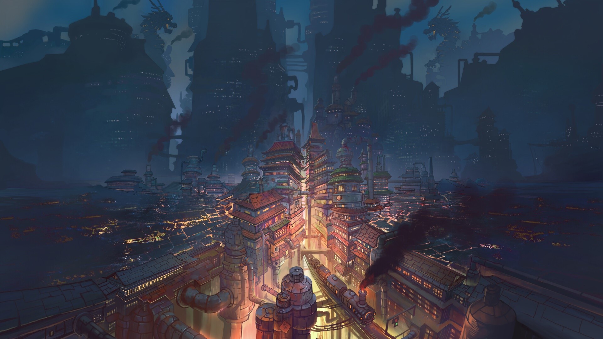 artwork, fantasy art, fantasy city, HD Wallpaper