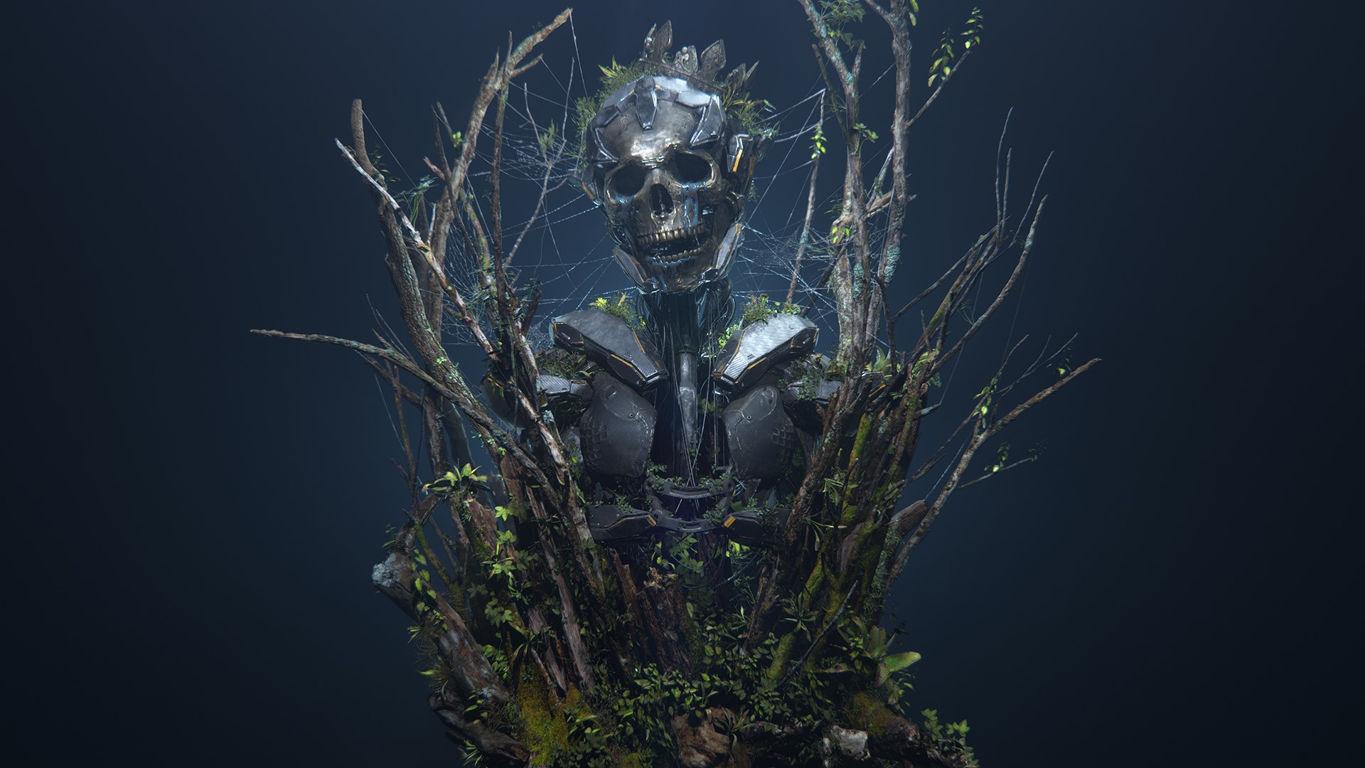 3d design, fantasy art, skeleton, crown, Hirokazu Yokohara, HD Wallpaper