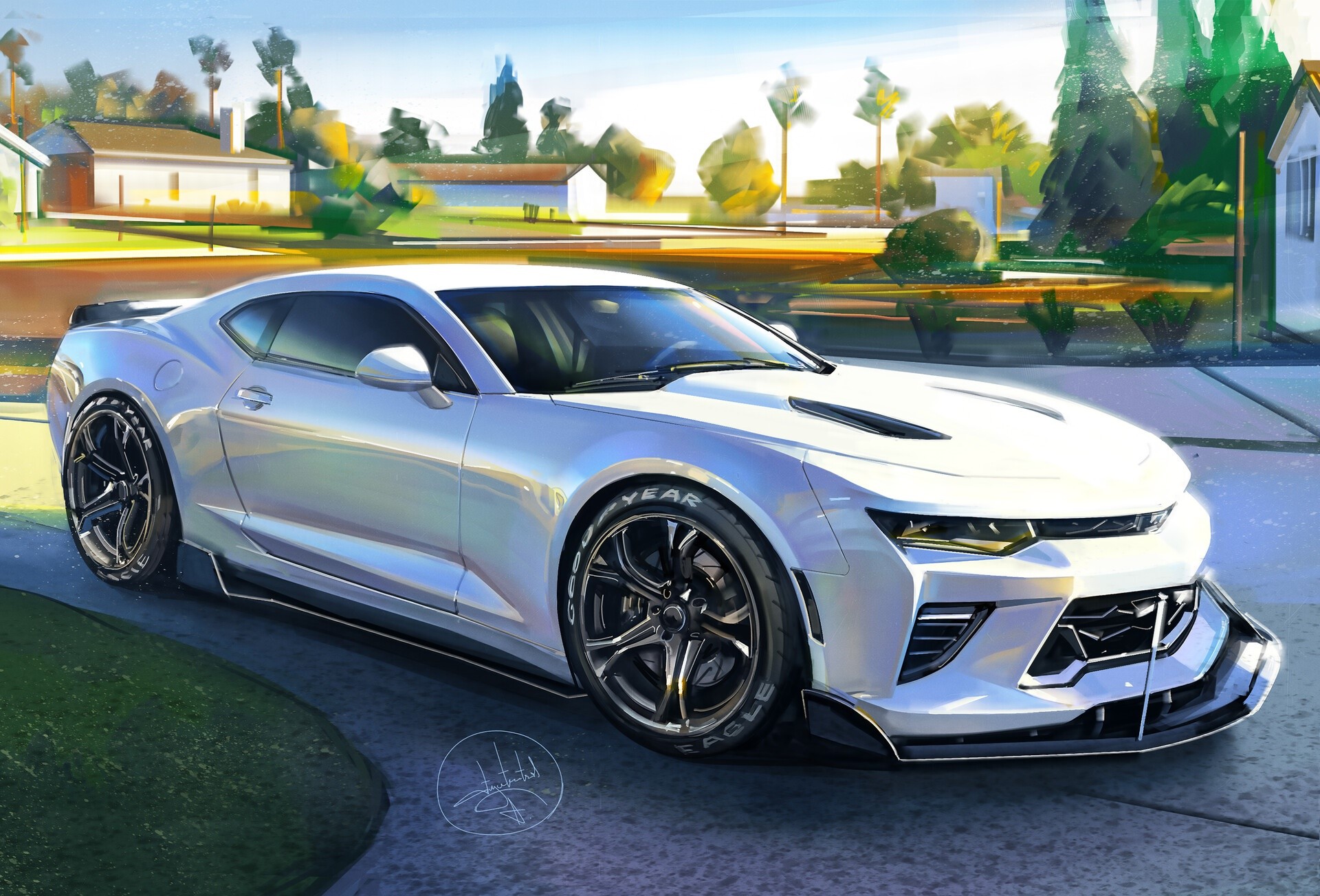 car, artwork, vehicle, white cars, Chevrolet, Chevrolet Camaro, HD Wallpaper