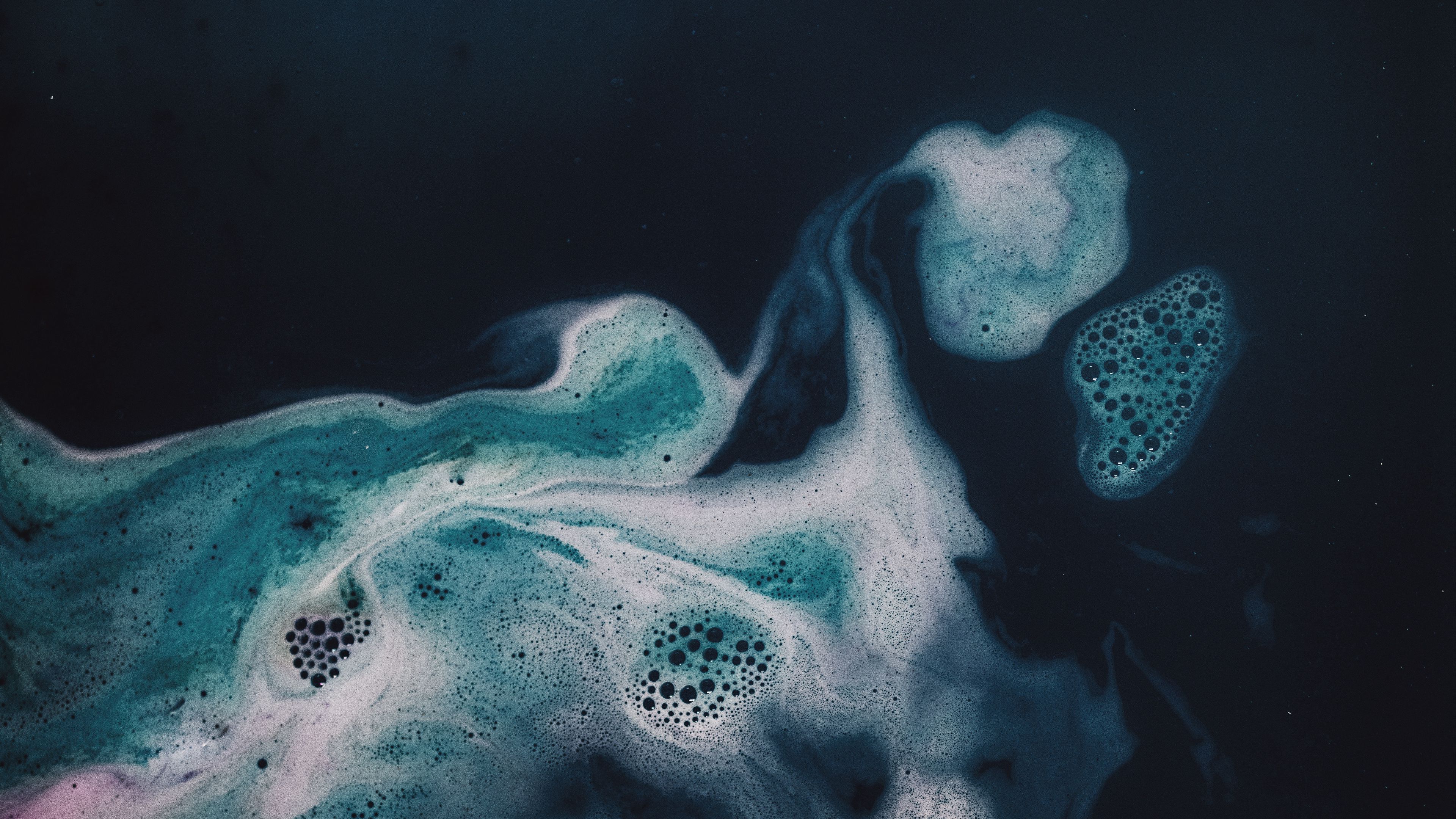 liquid, bubbles, macro, paint, blue, 4k, HD Wallpaper