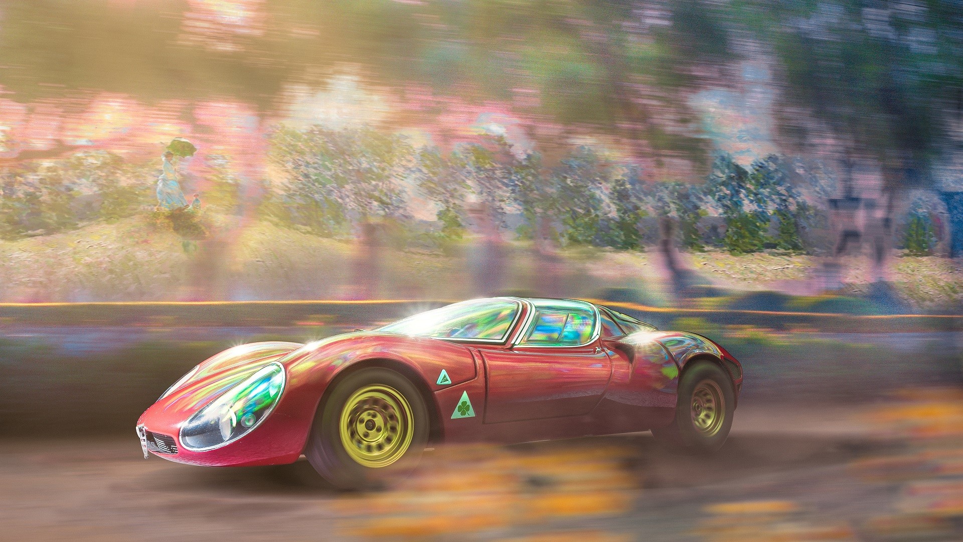 car, Alfa Romeo, Alfa Romeo 33 Stradale, artwork, HD Wallpaper