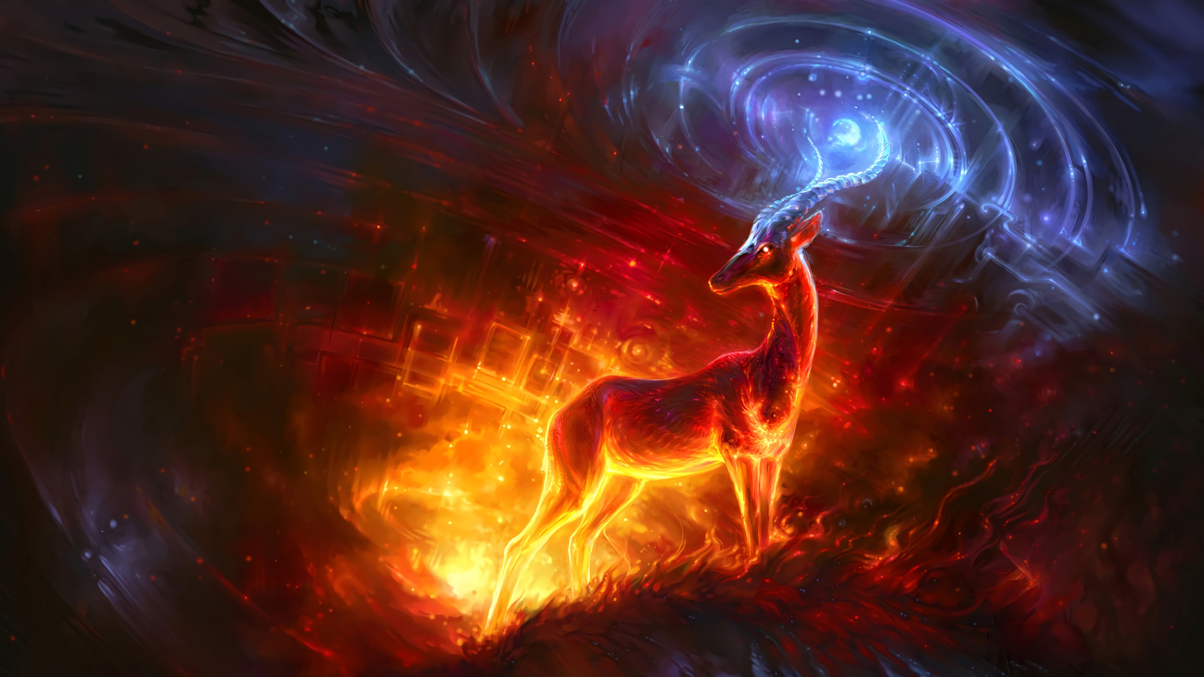 fantasy art, deer, magic, HD Wallpaper