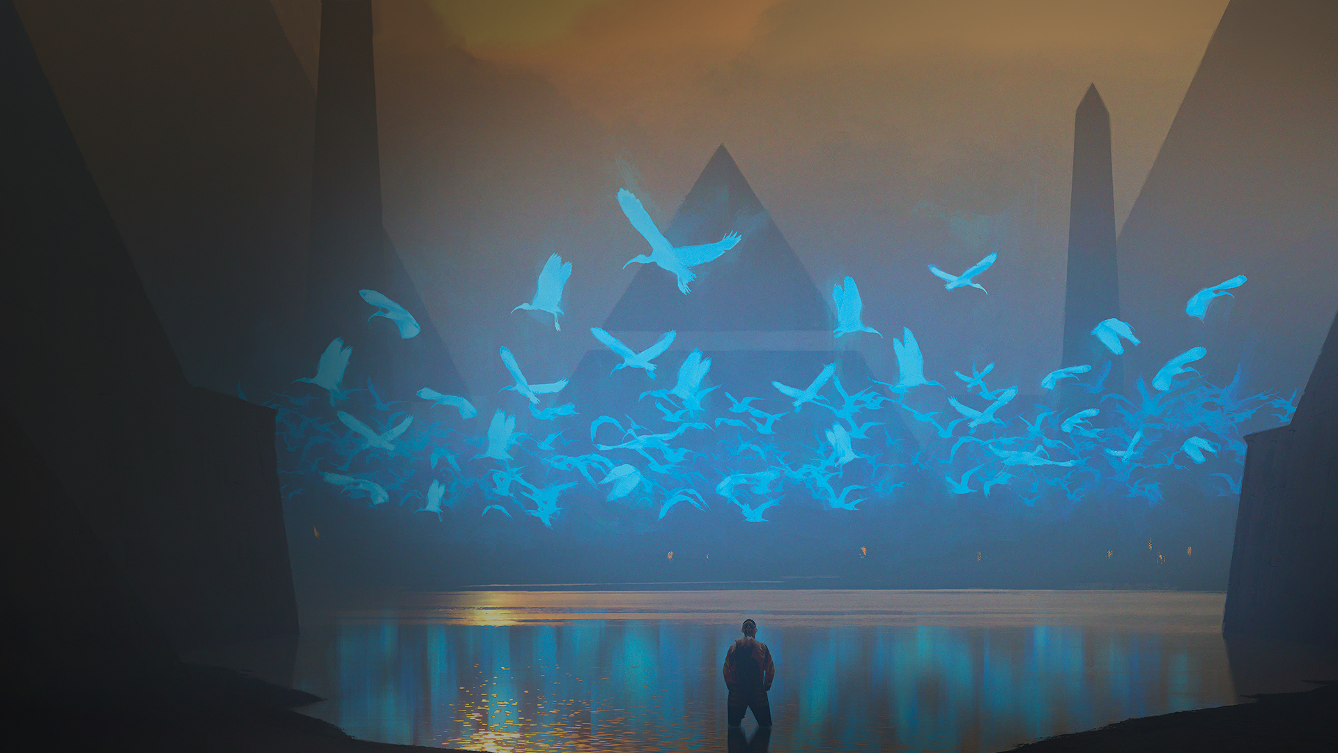 Magic: The Gathering, artwork, video game art, Richard Wright, cyan, HD Wallpaper