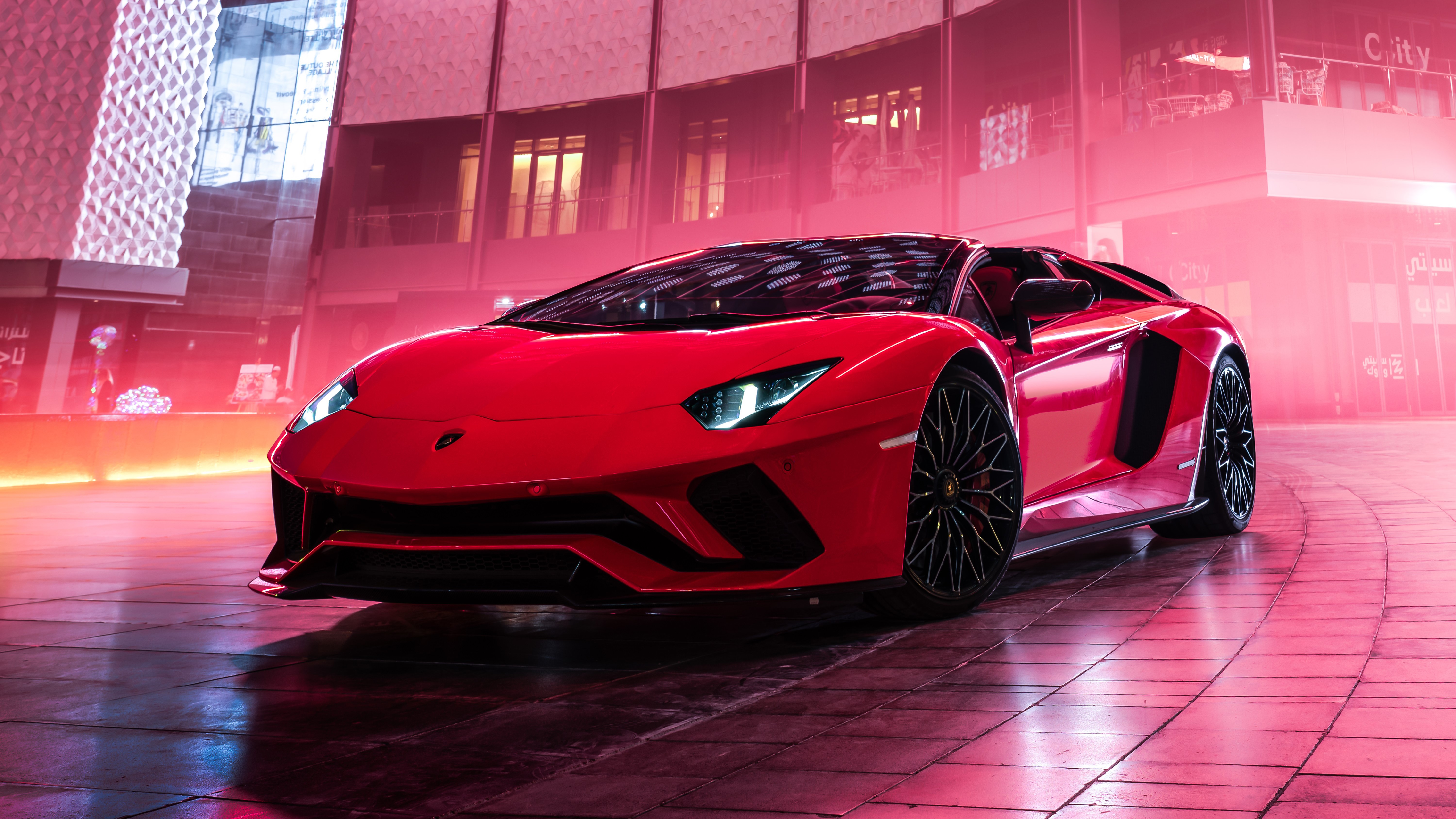 Lamborghini, Lamborghini Aventador, Super Car, luxury cars, red cars, car, neon glow, neon, Neon Drive, HD Wallpaper