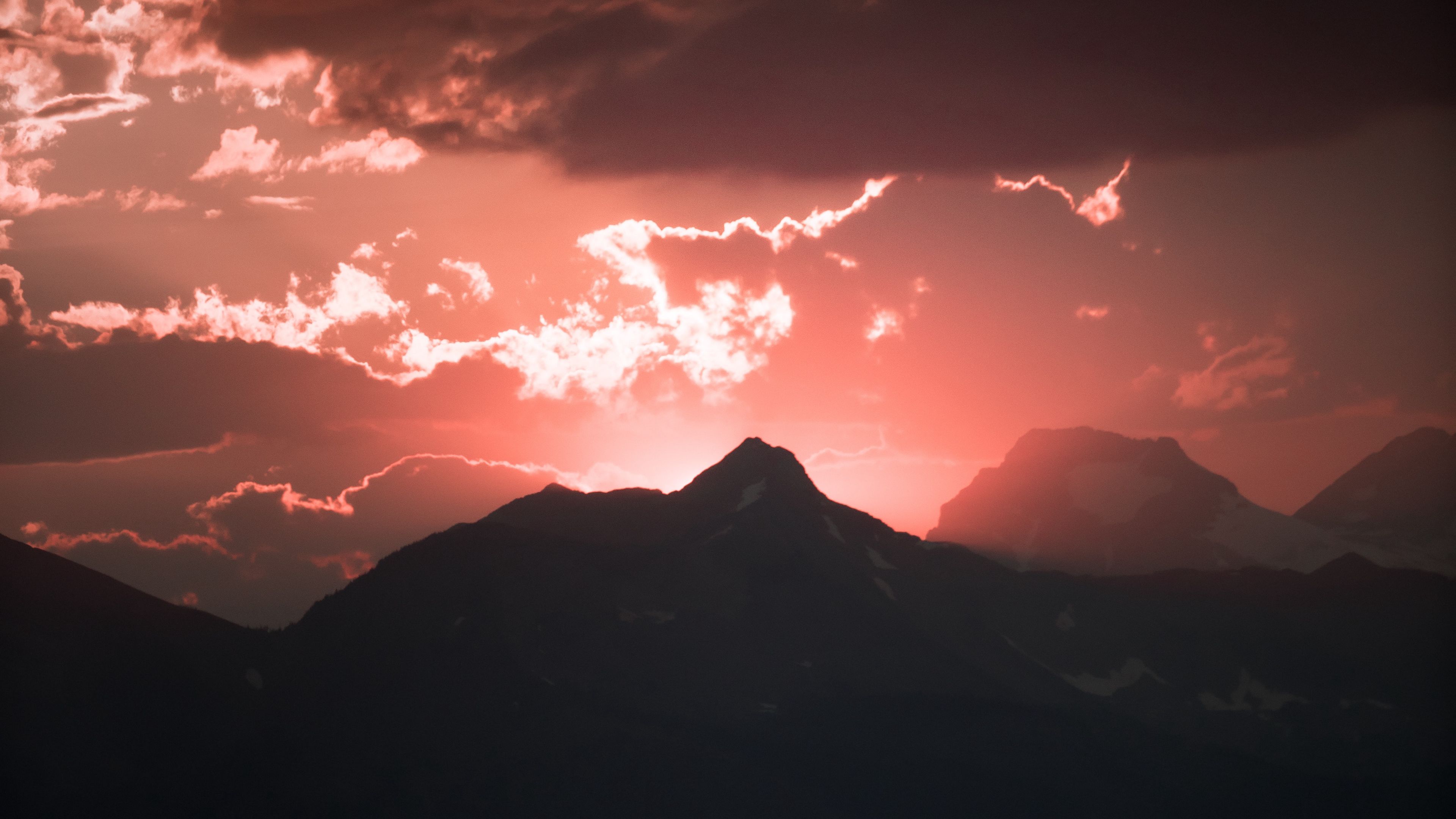 mountain, clouds, dark, darkness, outlines, 4k, HD Wallpaper