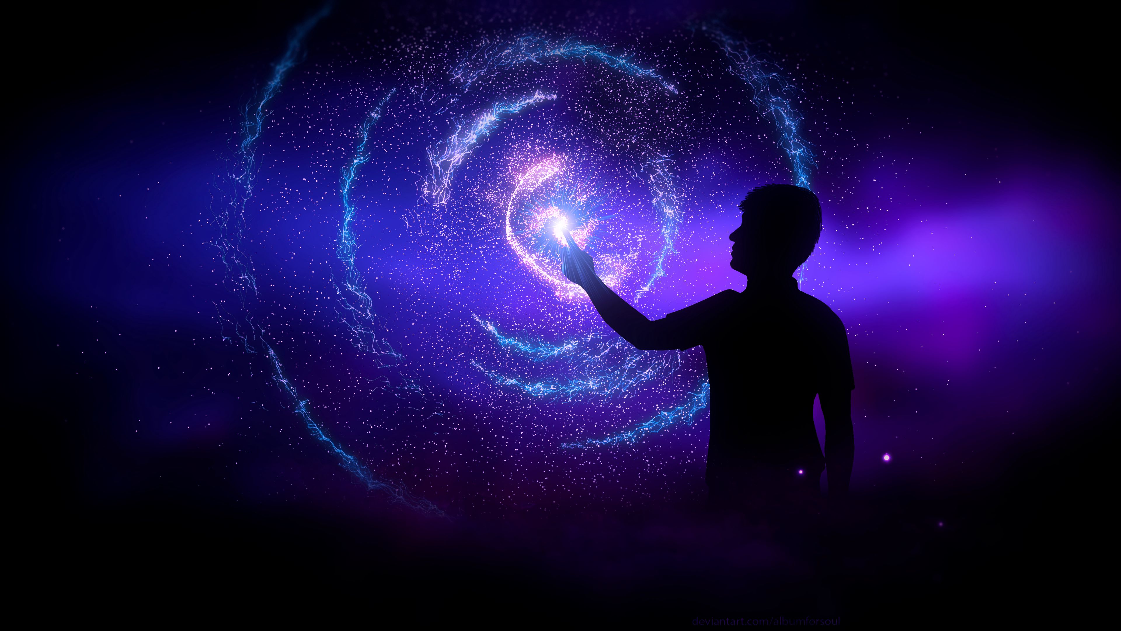 silhouette, star, dark, touch, 4k, HD Wallpaper