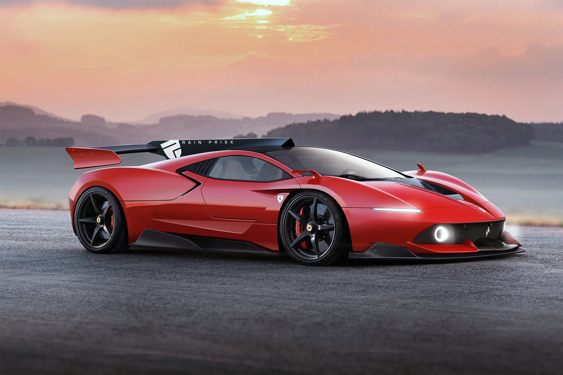 render, digital art, red cars, vehicle, Ferrari, HD Wallpaper