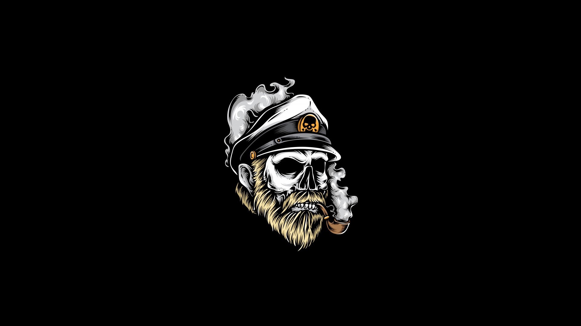 artwork, skull, simple background, minimalism, smoking, HD Wallpaper