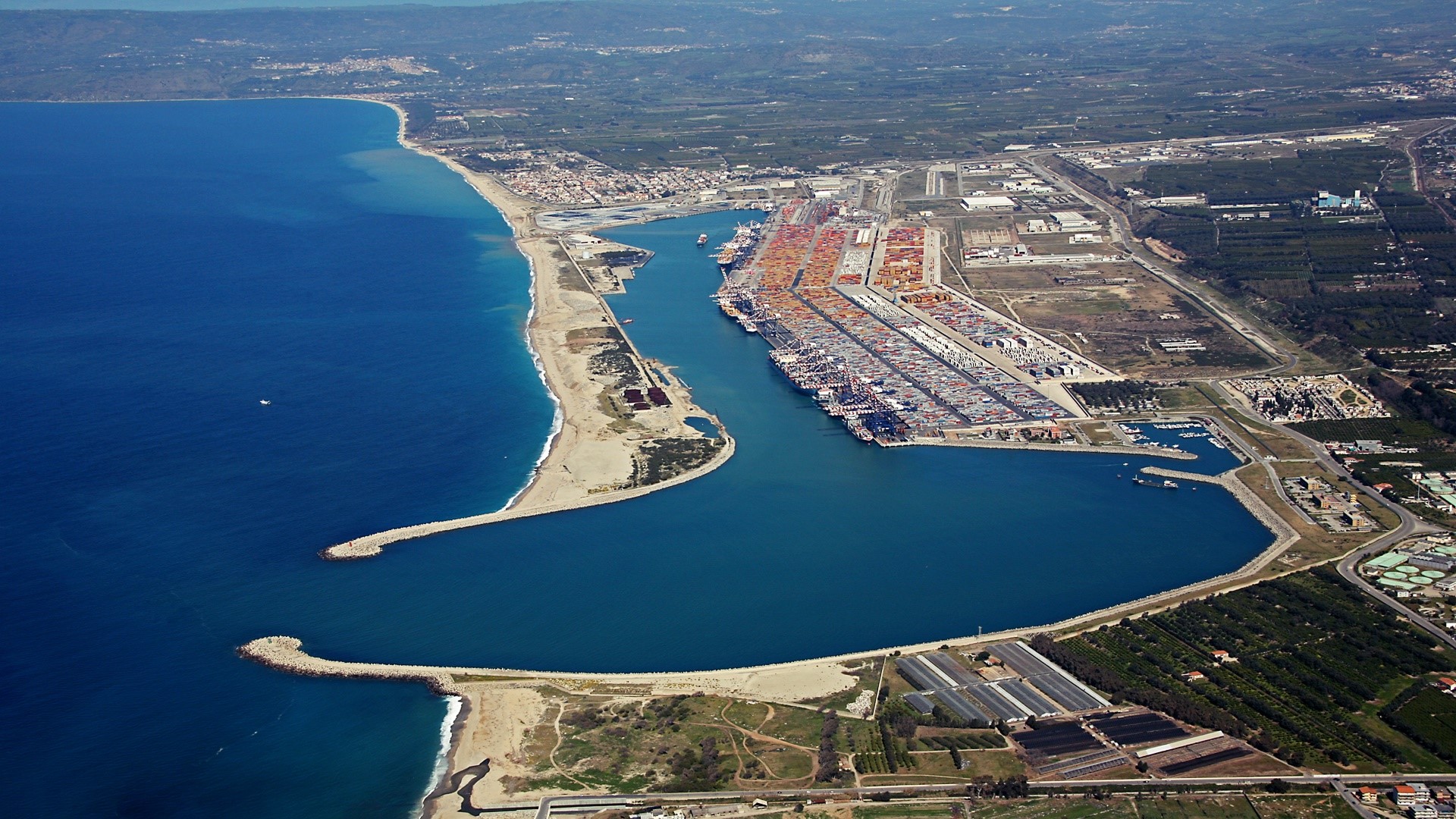 Gioia Tauro, Calabria, bay, Italy, sea, city, ports, Mediterranean, HD Wallpaper