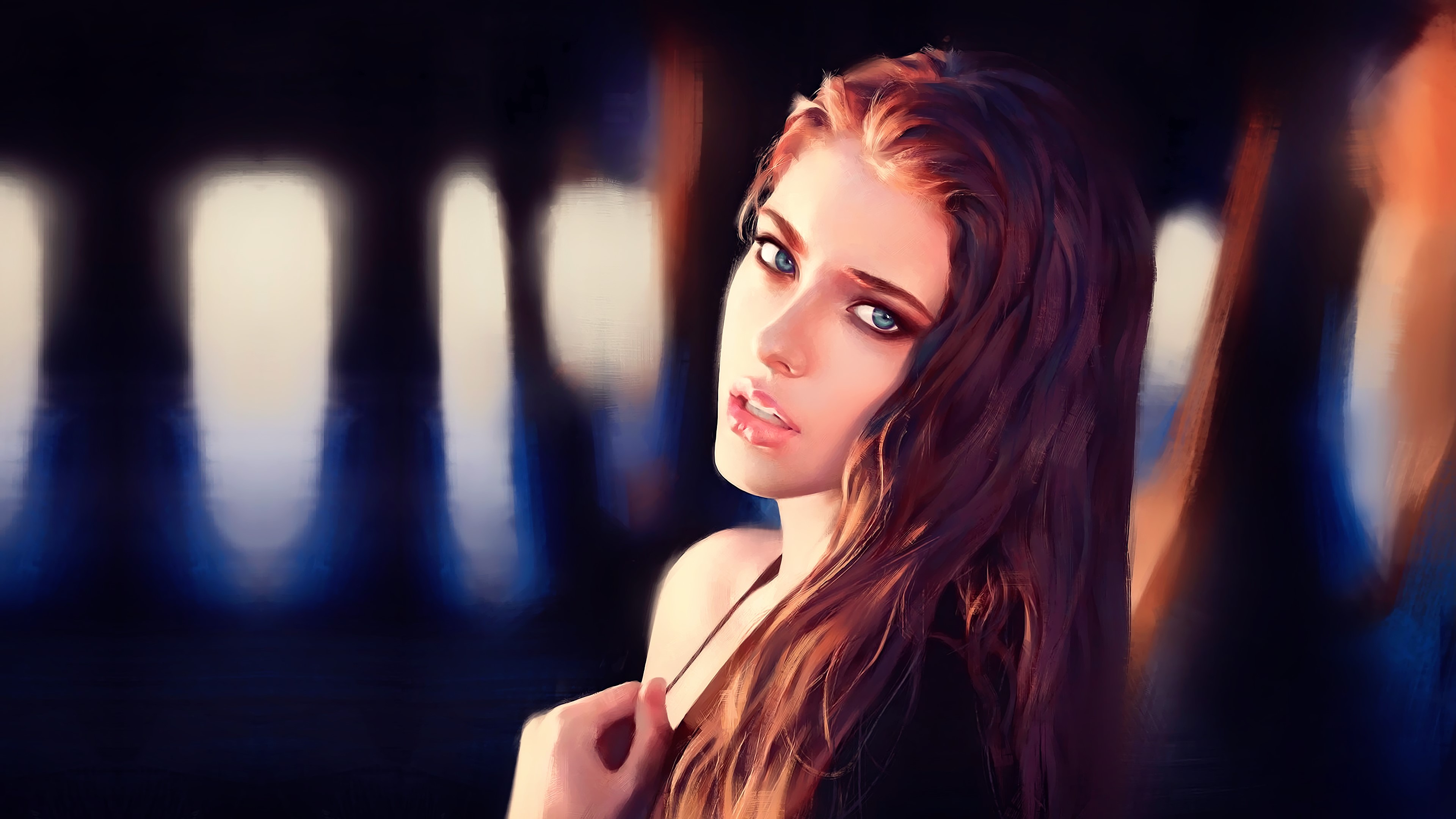 model, photography, women, long hair, face, portrait, closeup, digital art, concept art, artwork, fantasy art, fan art, fantasy girl, painting, simple background, HD Wallpaper