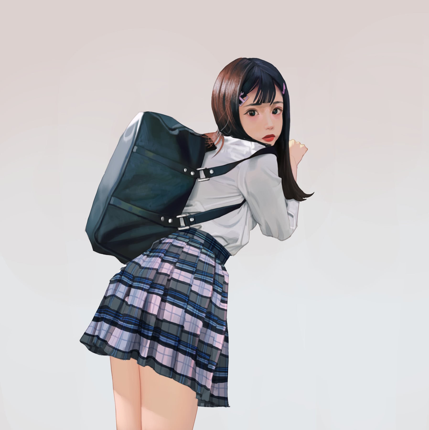 anime girls, fantasy girl, simple background, artwork, anime, WB.lee, HD Wallpaper