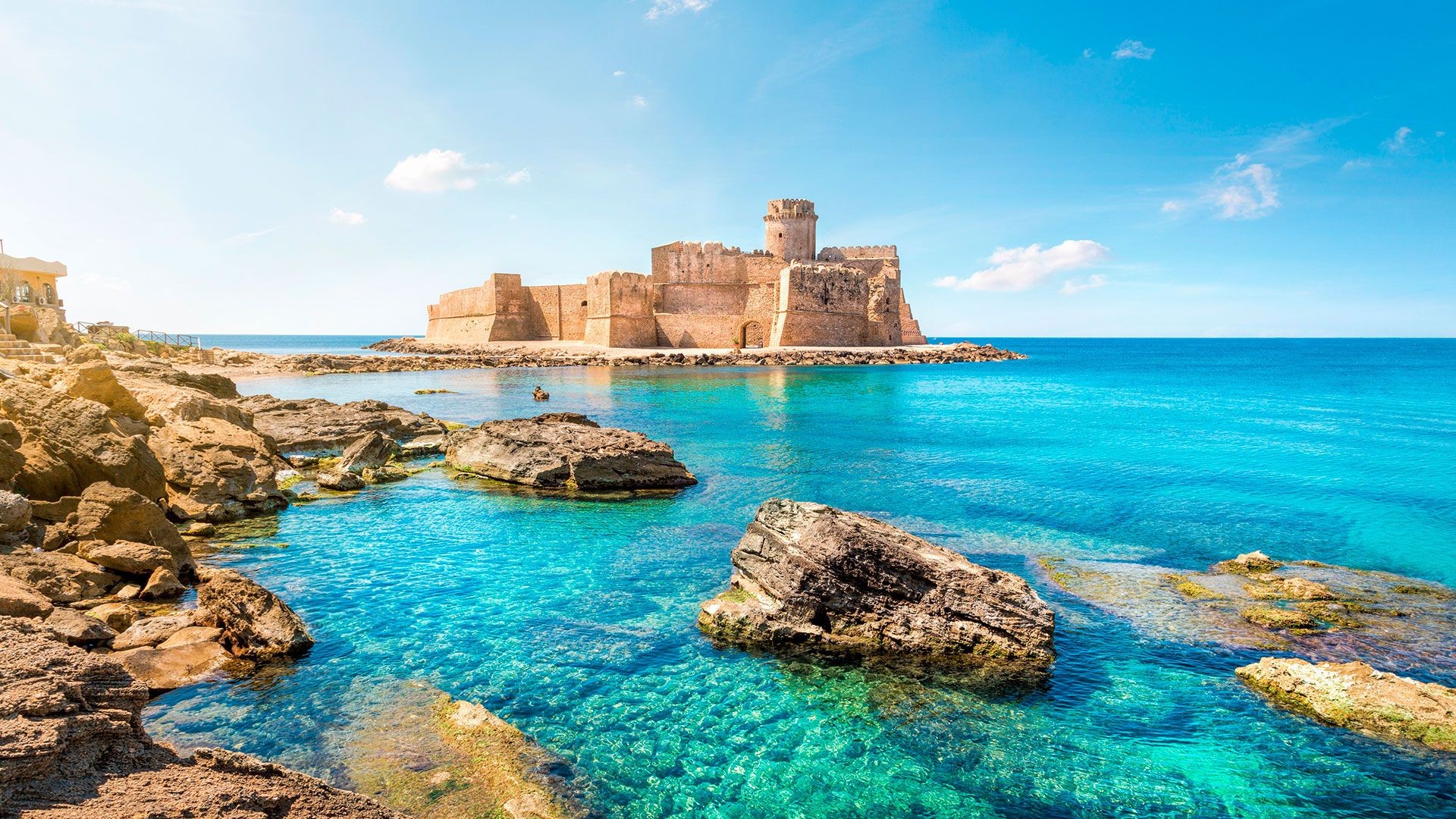Isola di Capo Rizzuto, Calabria, Le Castella, Italy, castle, island, landscape, nature, sea, HD Wallpaper